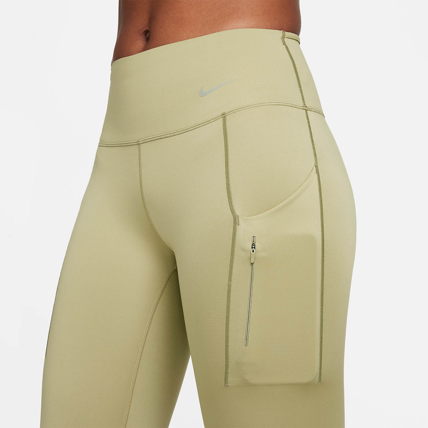 Nike Go Swoosh 7/8 Women's Running Tights - Neutral Olive/Black