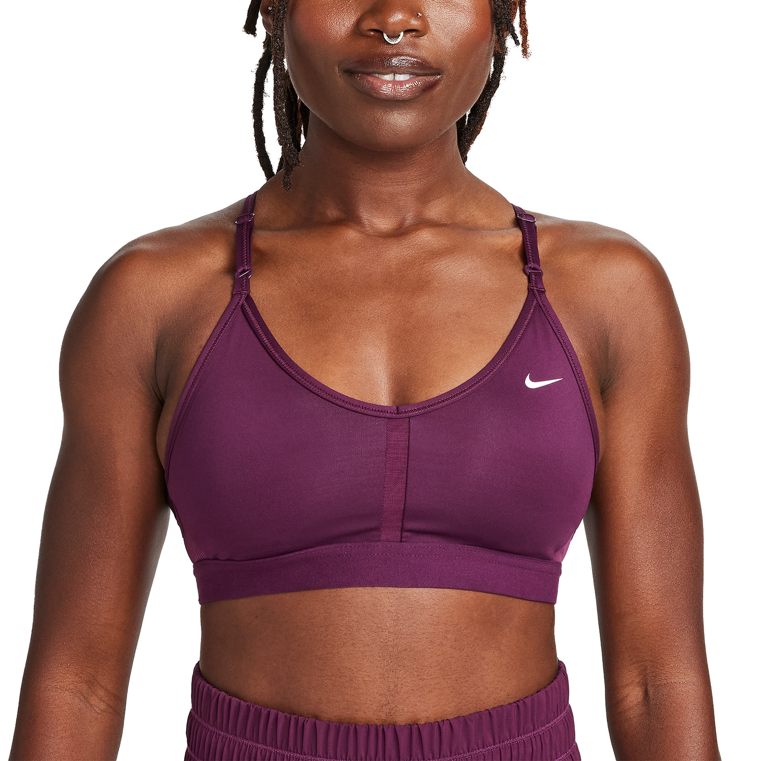 Nike Indy Women's Training Sports Bra - Bordeaux/White