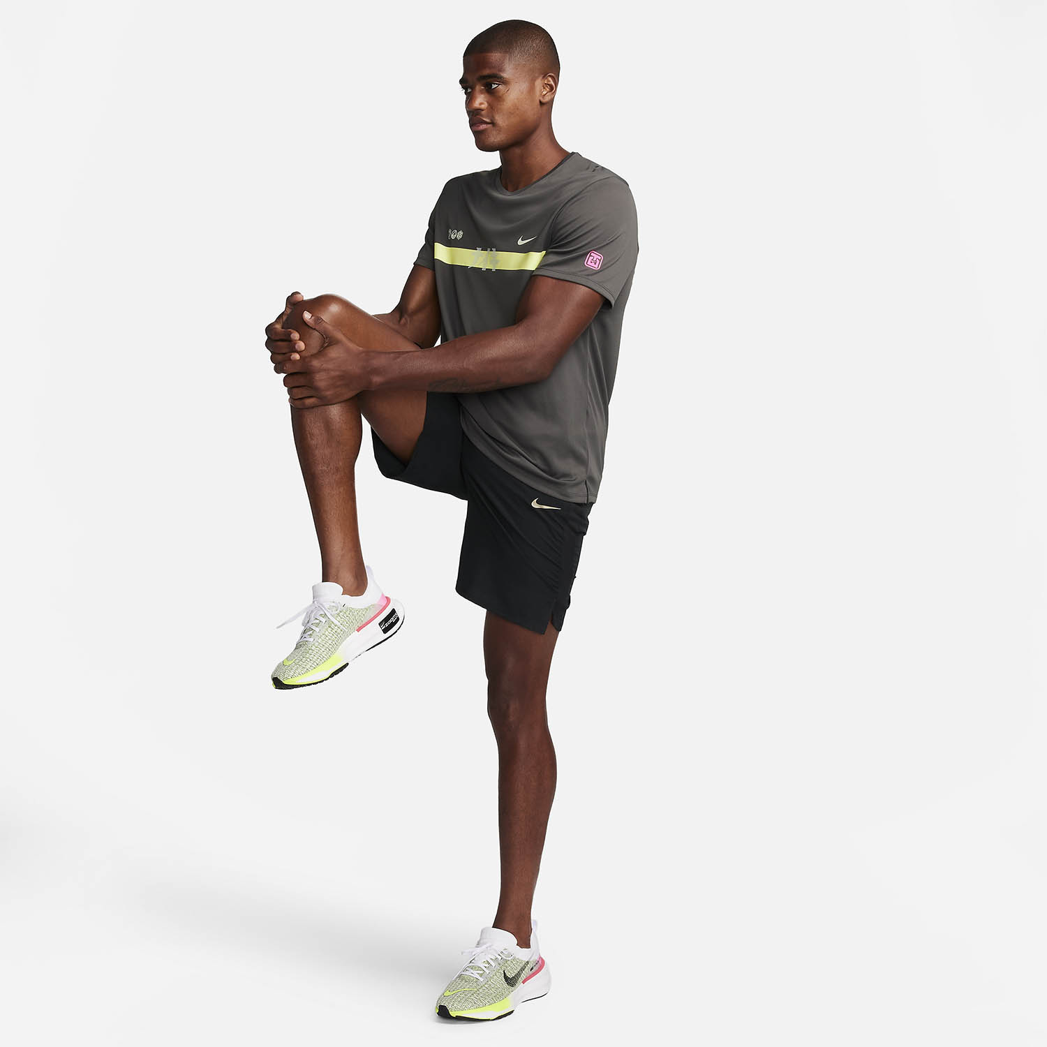 Nike Dri-FIT UV Miler Ekiden T-Shirt - Medium Ash/Luminous Green/Light Bone