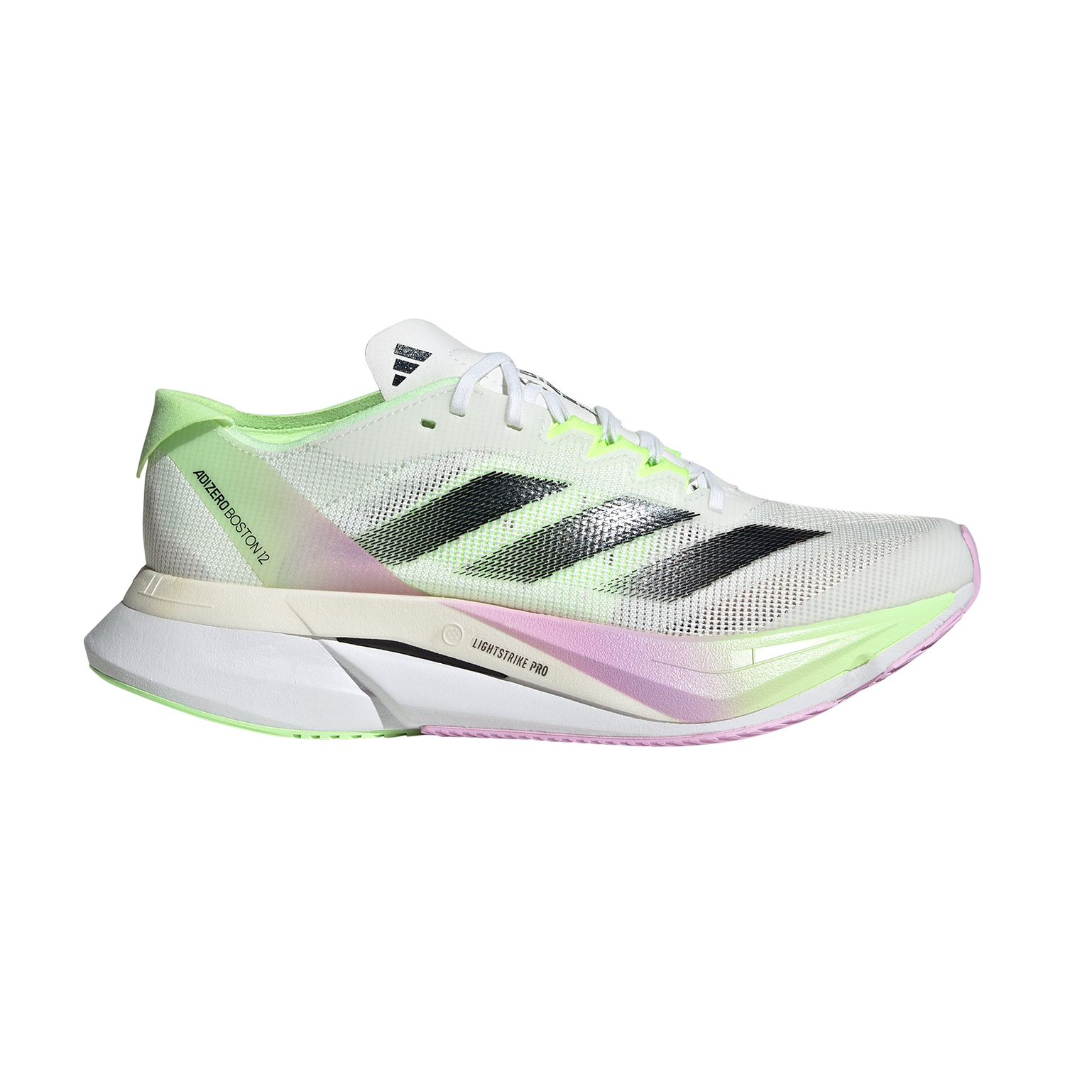 adidas adizero Boston 12 - Cloud White/Core Black/Green Spark