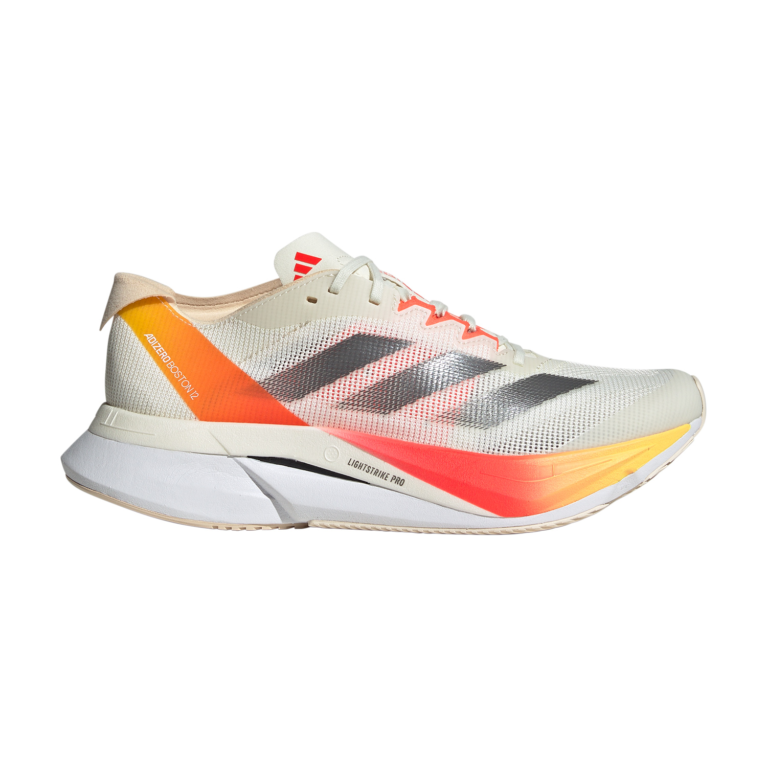 adidas adizero Boston 12 - Ivory/Iron Metallic/Solar Red