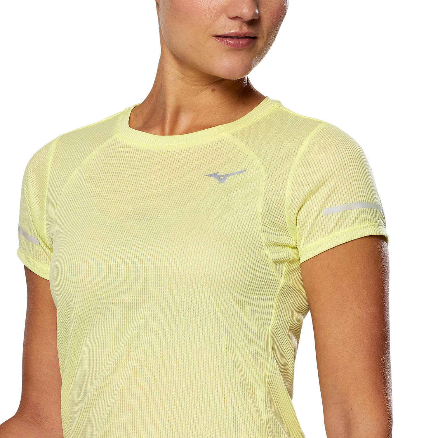 Mizuno Dryaeroflow Logo T-Shirt - Pale Lime Yellow