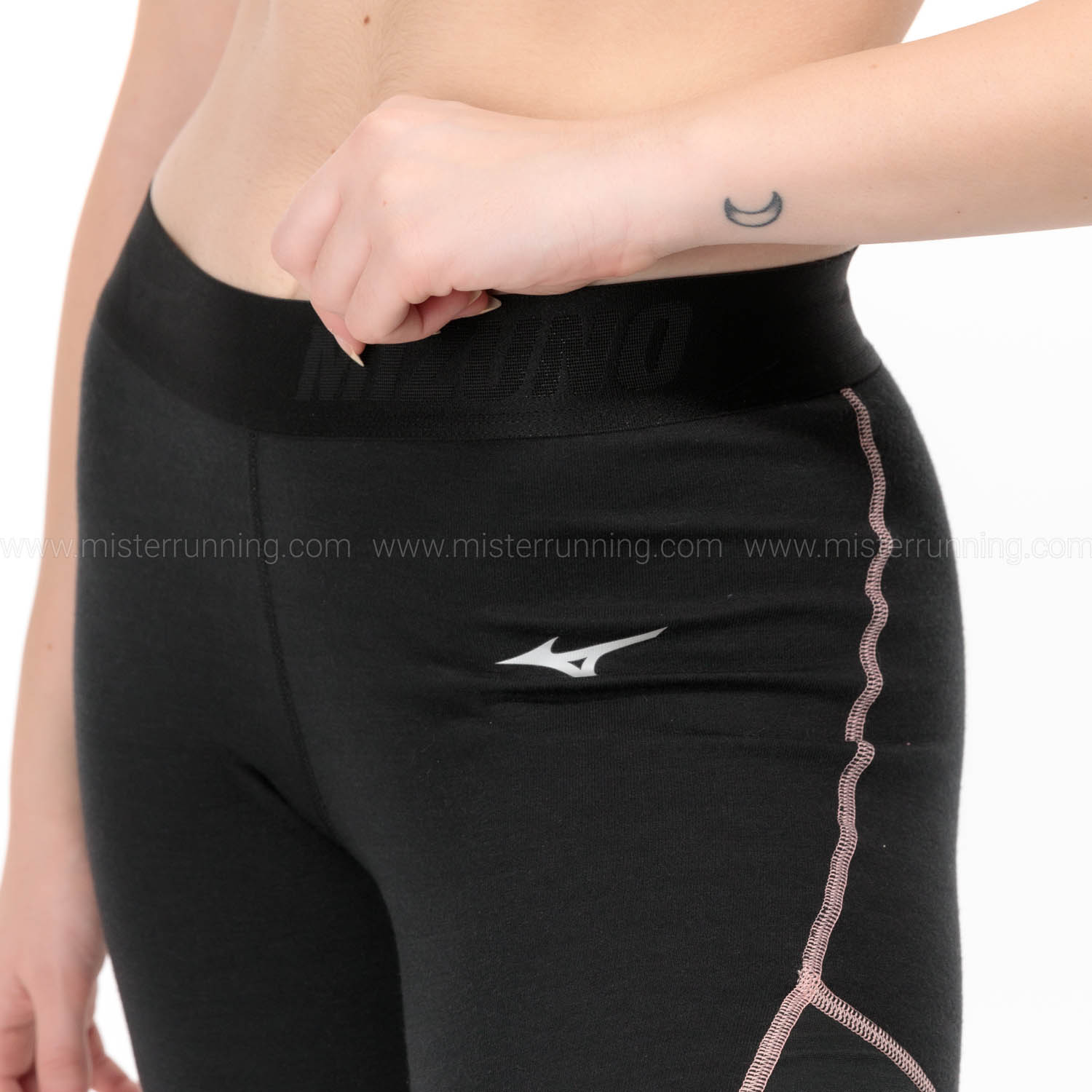 Mizuno Merino Wool Long Tights - Black/Apricot Blush