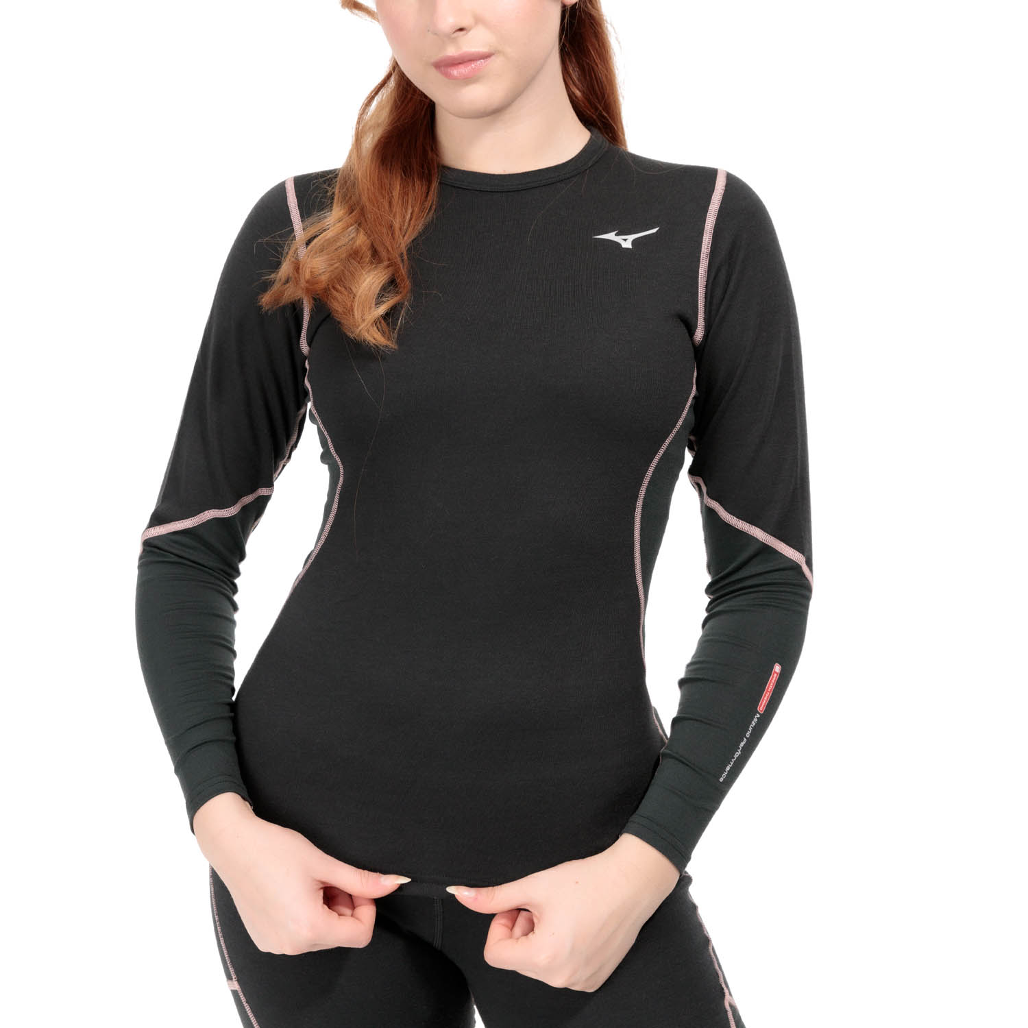 Mizuno Merino Wool Crew Maglia - Black/Apricot Blush