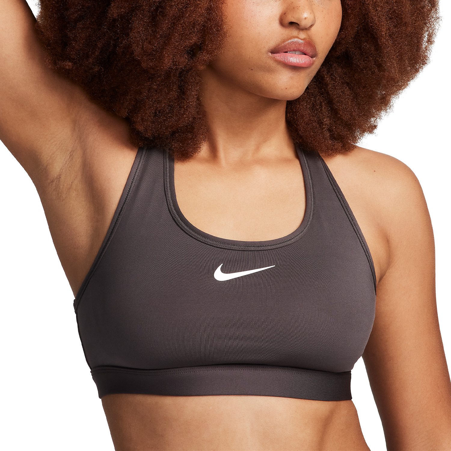 Nike Swoosh Dri-FIT Sports Bra - Medium Ash/White