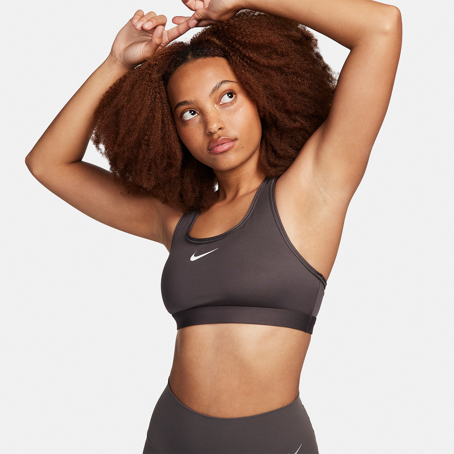 Nike Swoosh Dri-FIT Sports Bra - Medium Ash/White