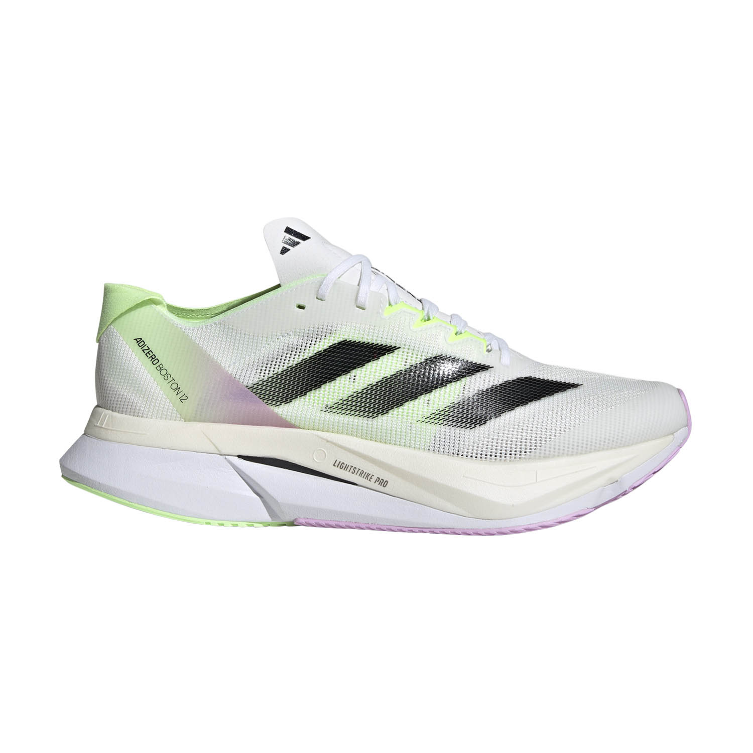 adidas adizero Boston 12 - Cloud White/Core Black/Green Spark