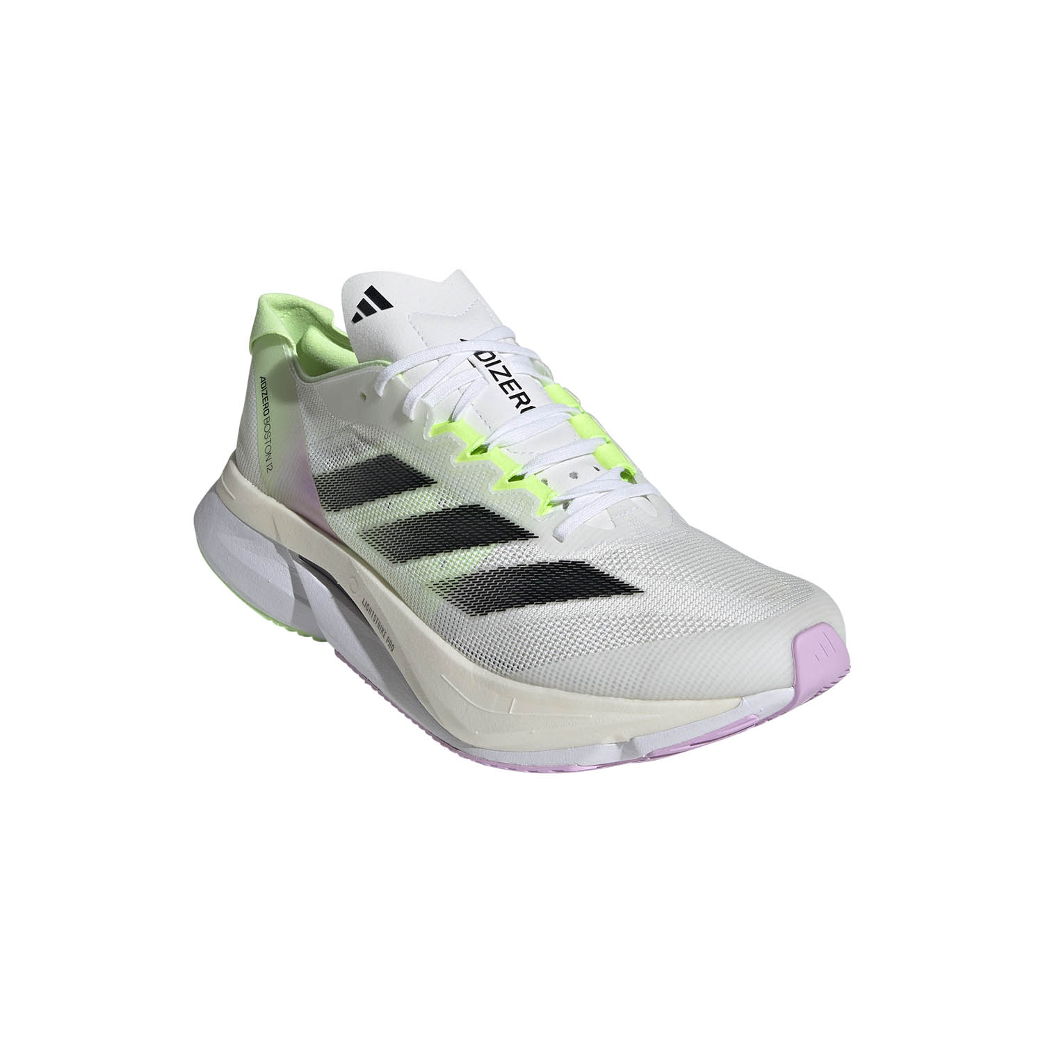 adidas adizero Boston 12 - Cloud White/Core Black/Green Spark