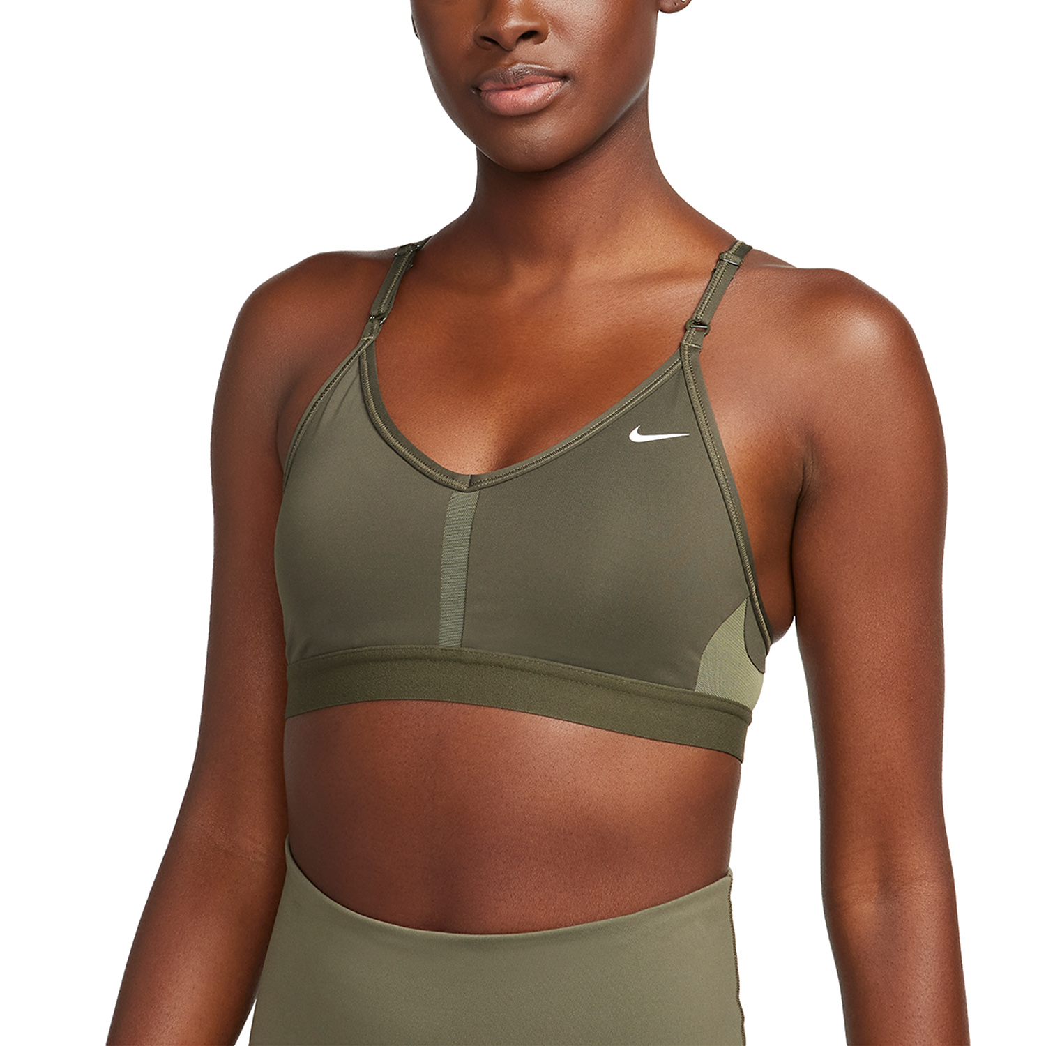 Nike Indy Reggiseno Sportivo - Cargo Khaki/Medium Olive/White