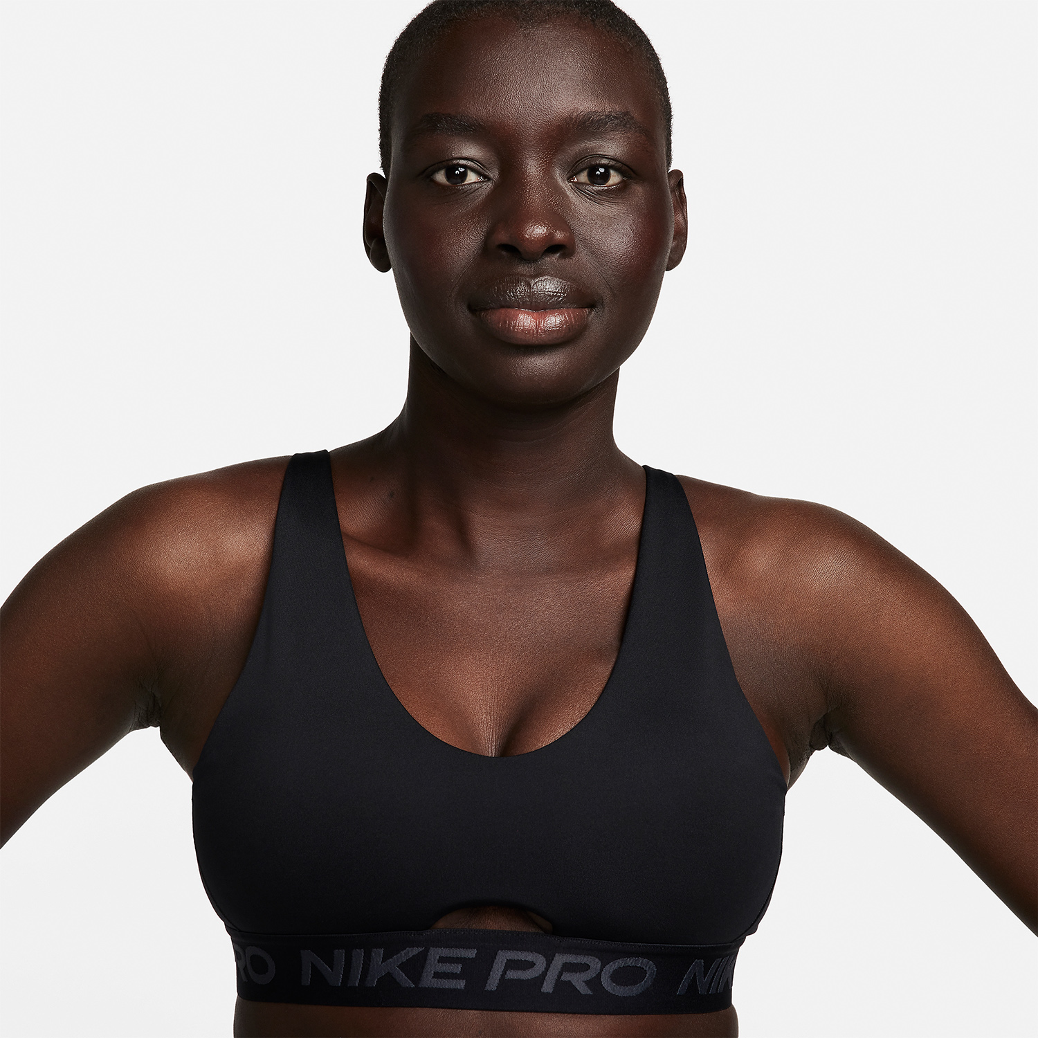 NIKE PRO INDY PLUNGE WOMEN'S MEDIUM-SUPPORT PADDED SPORTS BRA  BLACK/ANTHRACITE/WHITE