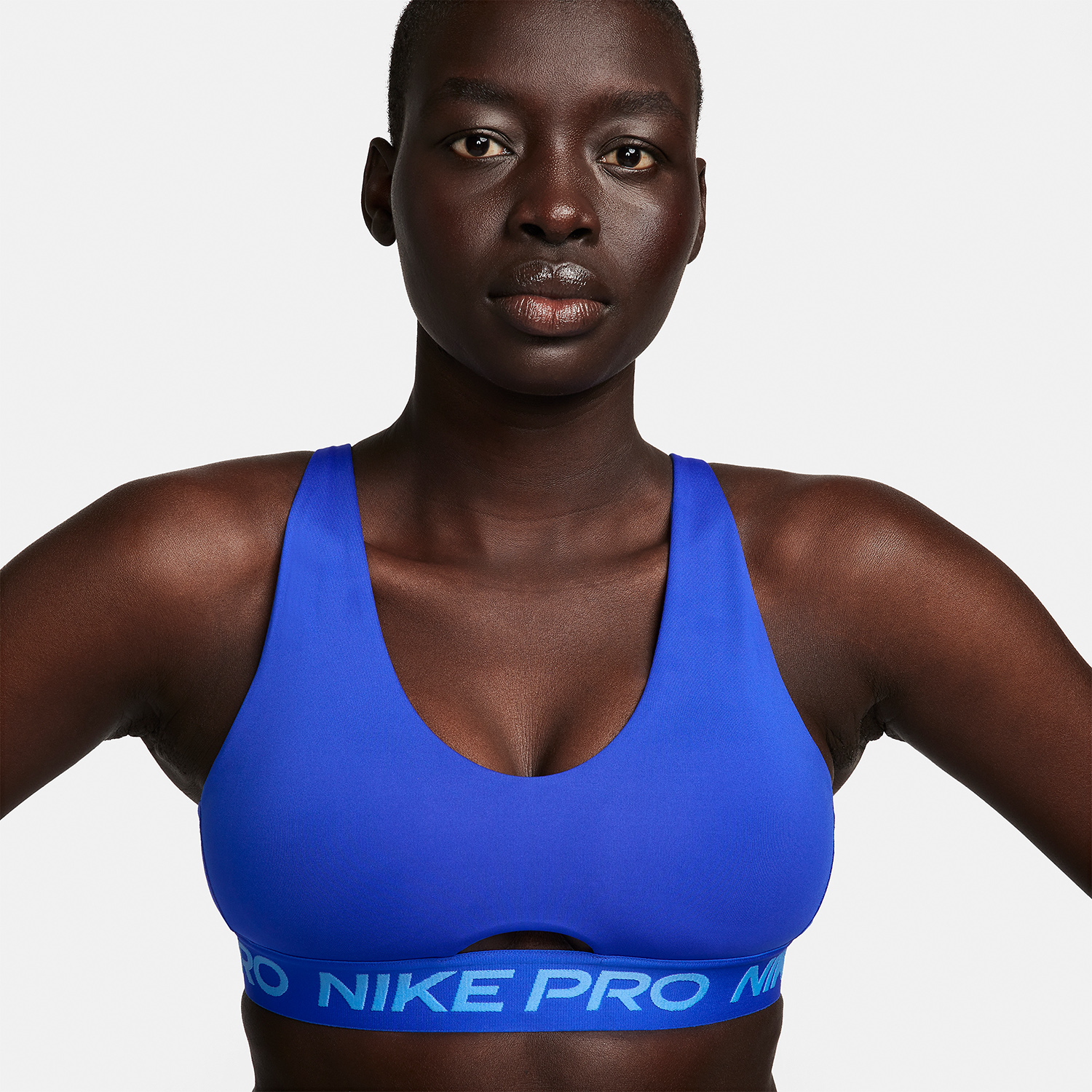 Nike Pro Indy Plunge Sports Bra - Hyper Royal/University Blue/White