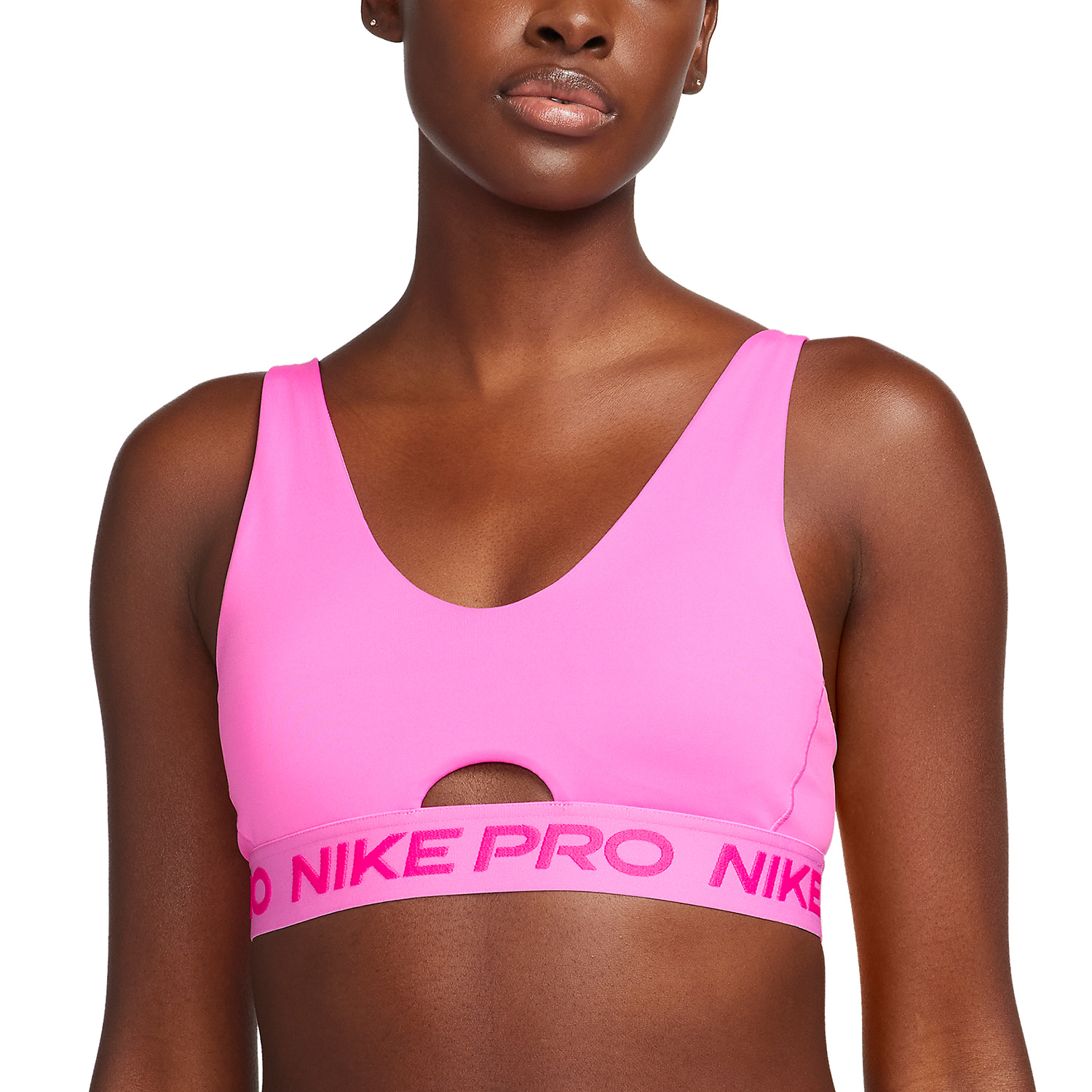 Nike Pro Indy Plunge Reggiseno Sportivo - Playful Pink/Alchemy Pink/White