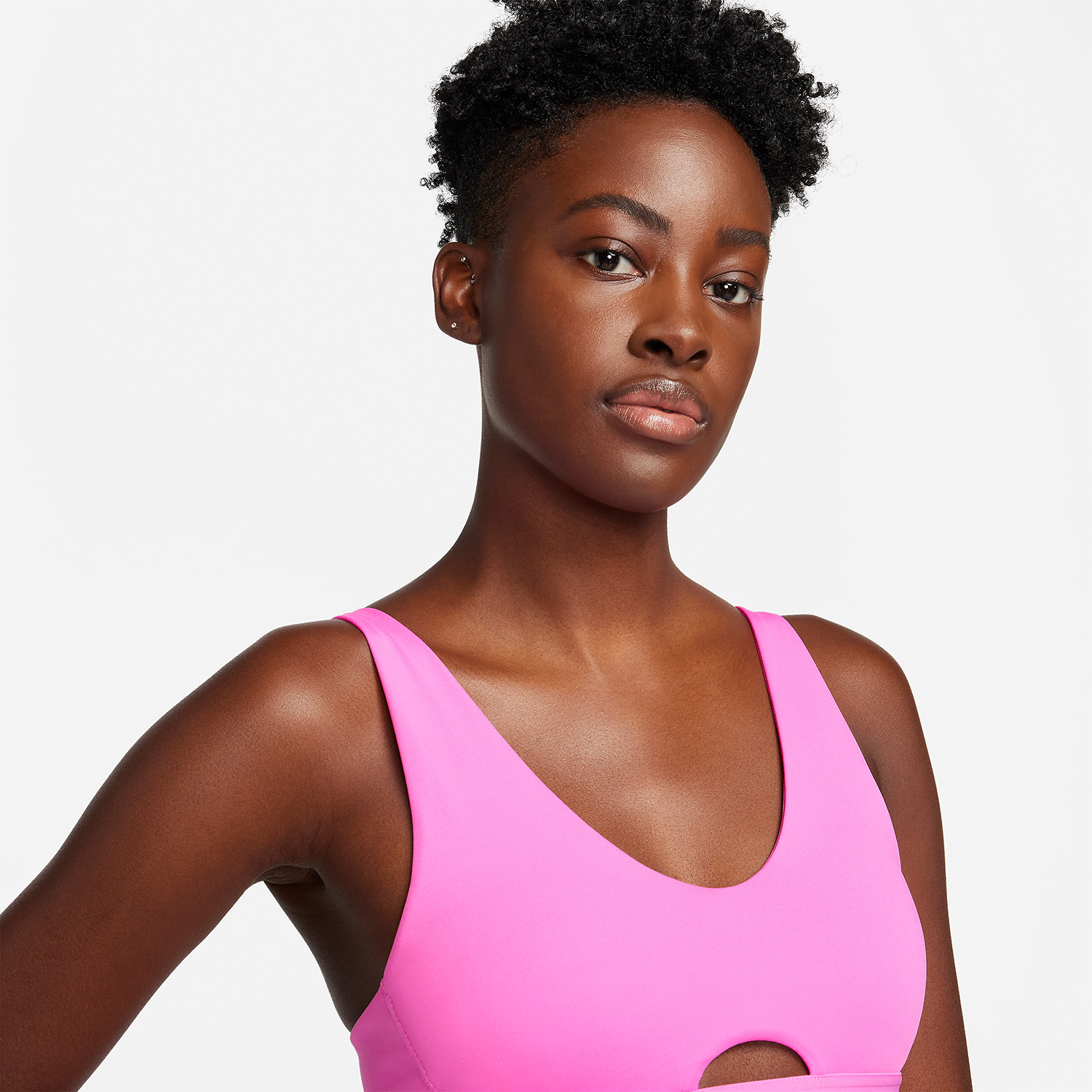 Nike Pro Indy Plunge Sports Bra - Playful Pink/Alchemy Pink/White