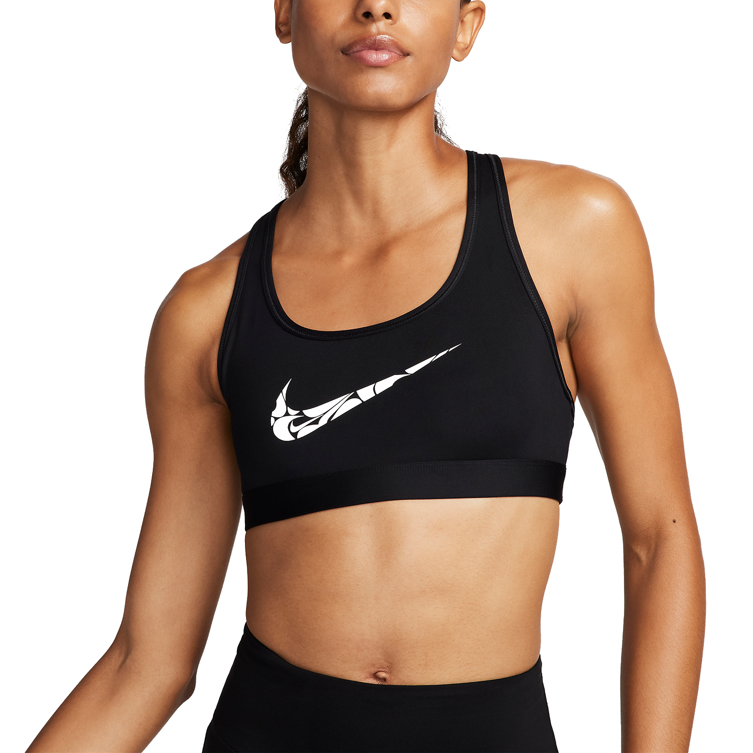 Nike Swoosh Sports Bra - Black/White