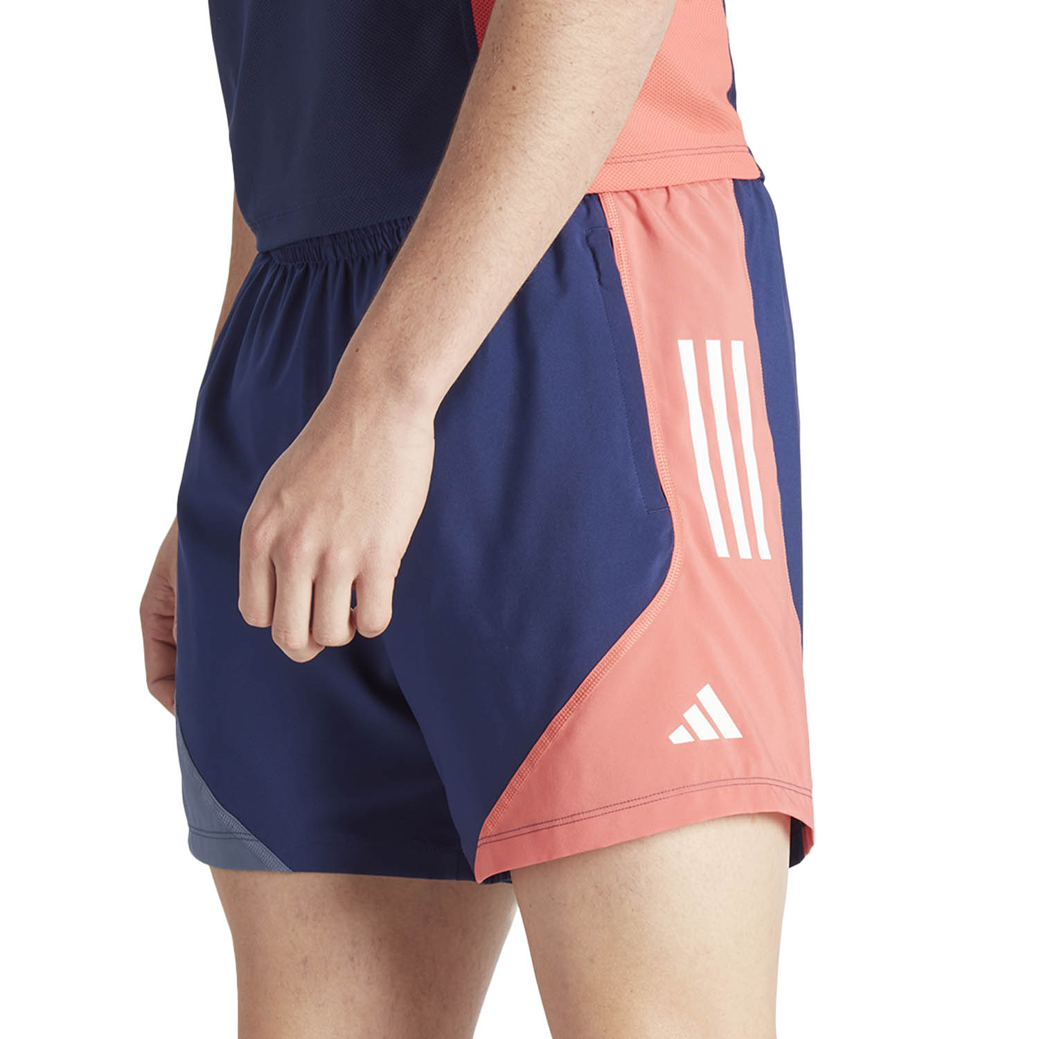 adidas Own The Run Logo 5in Shorts - Dark Blue/Prloin/Prelsc