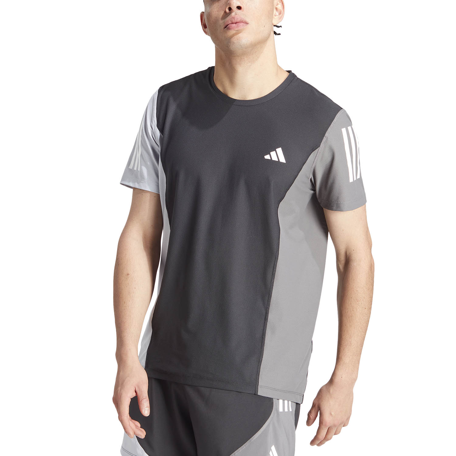 adidas Own The Run Print T-Shirt - Black/Halsil/Grey Five
