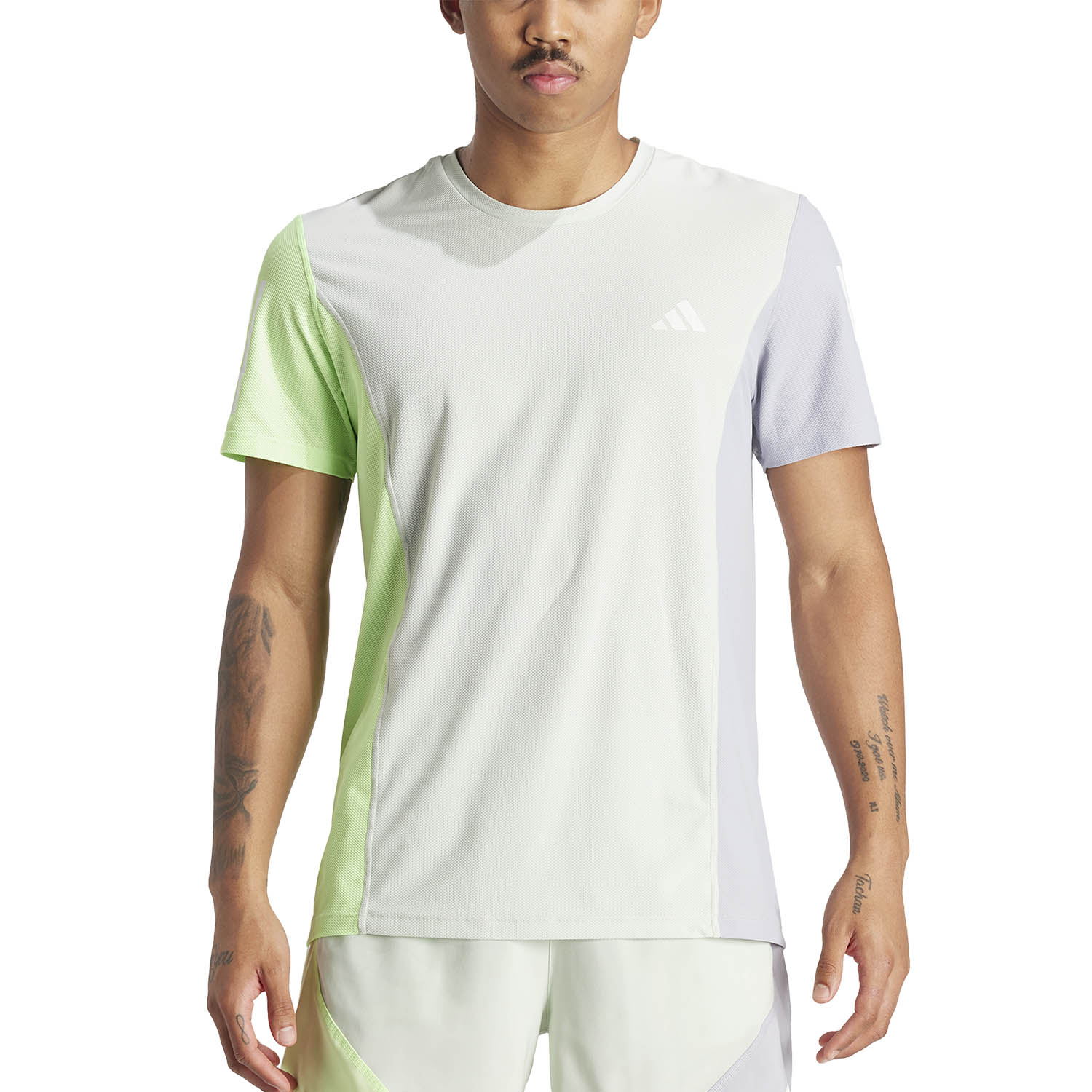 adidas Own The Run Print T-Shirt - Linen Green/Green Spark/Halo Silver