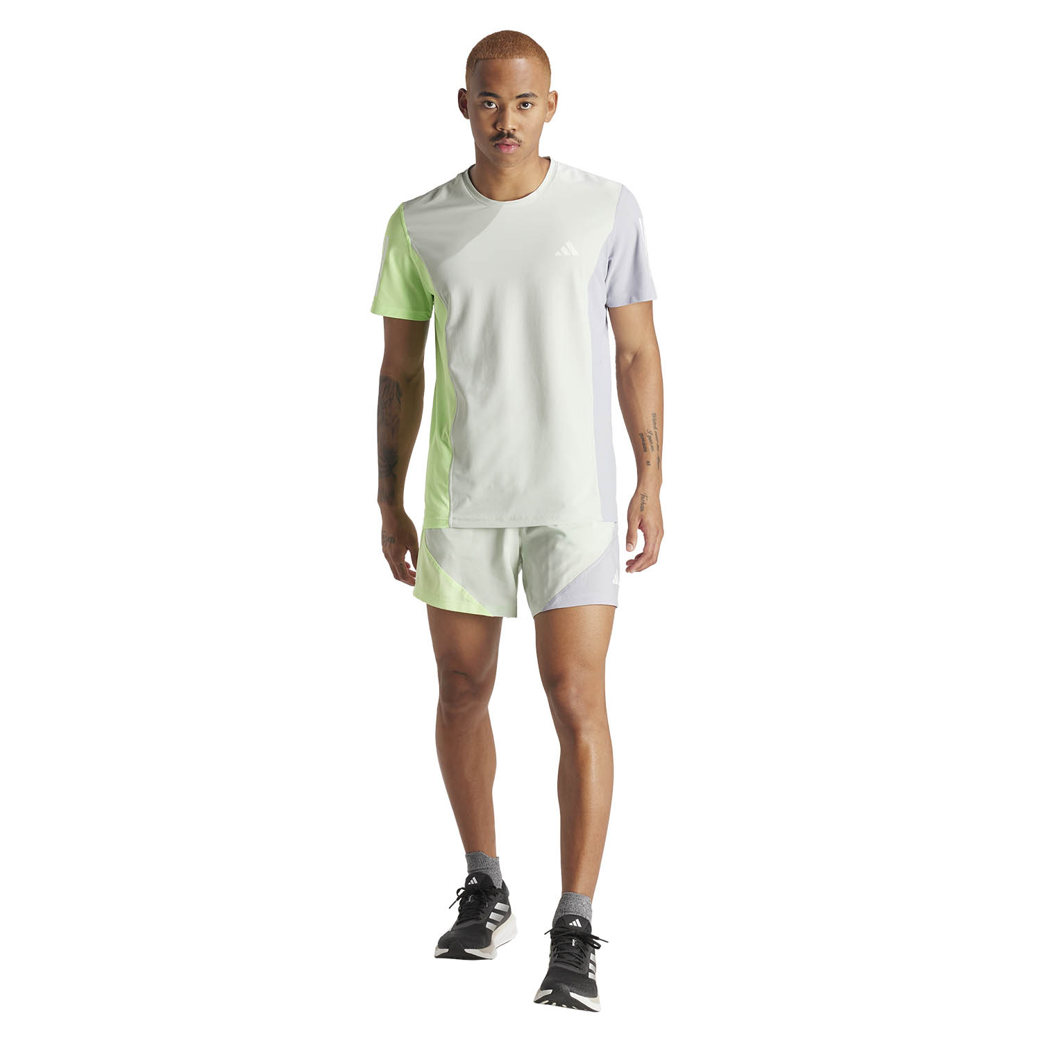 adidas Own The Run Print T-Shirt - Linen Green/Green Spark/Halo Silver