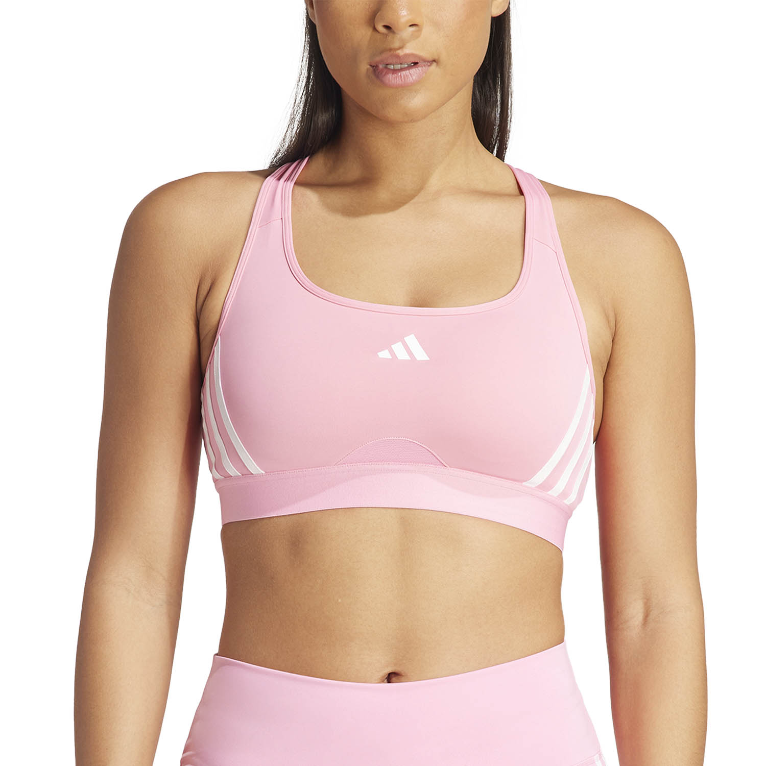 adidas Power 3S Sports Bra - Bliss Pink/White