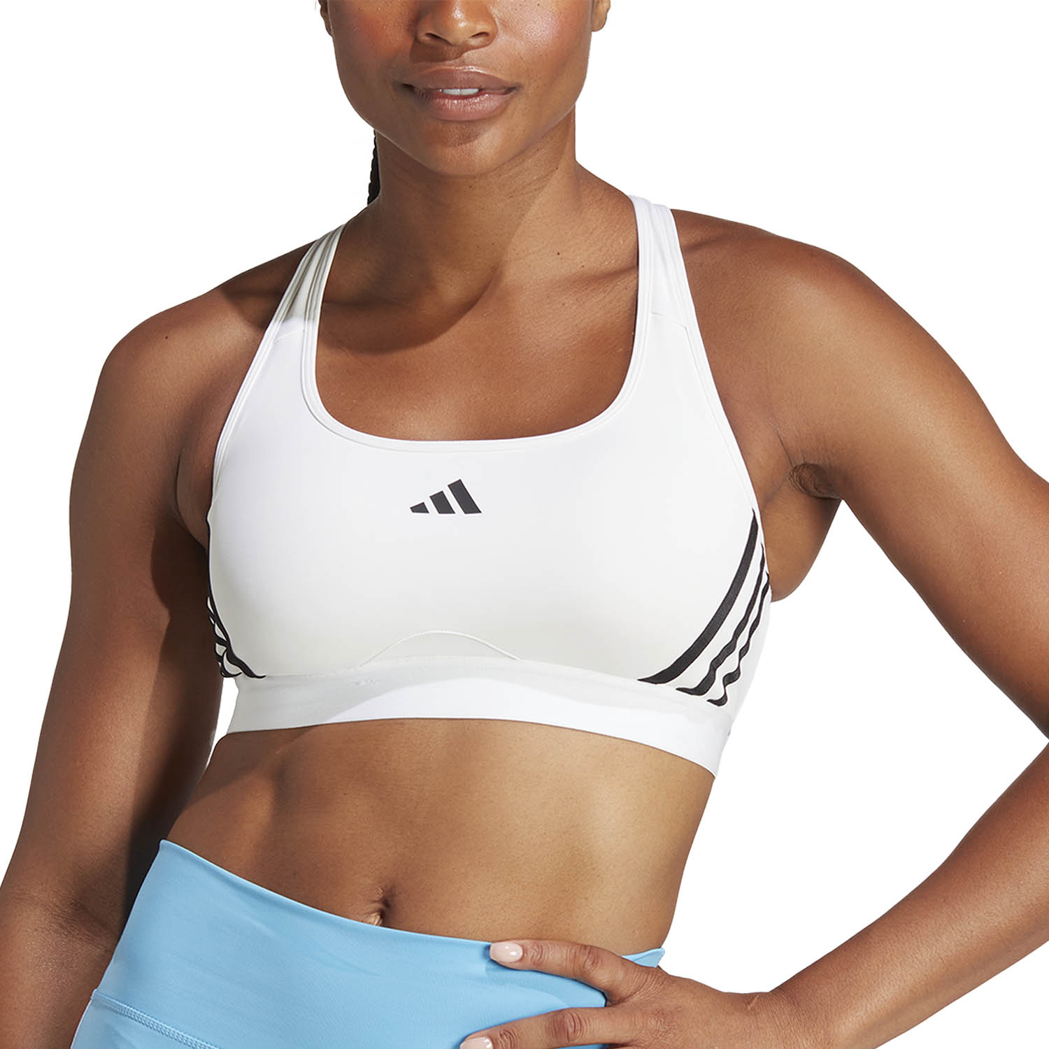 adidas Power 3S Women's Sports Bra - White/Black