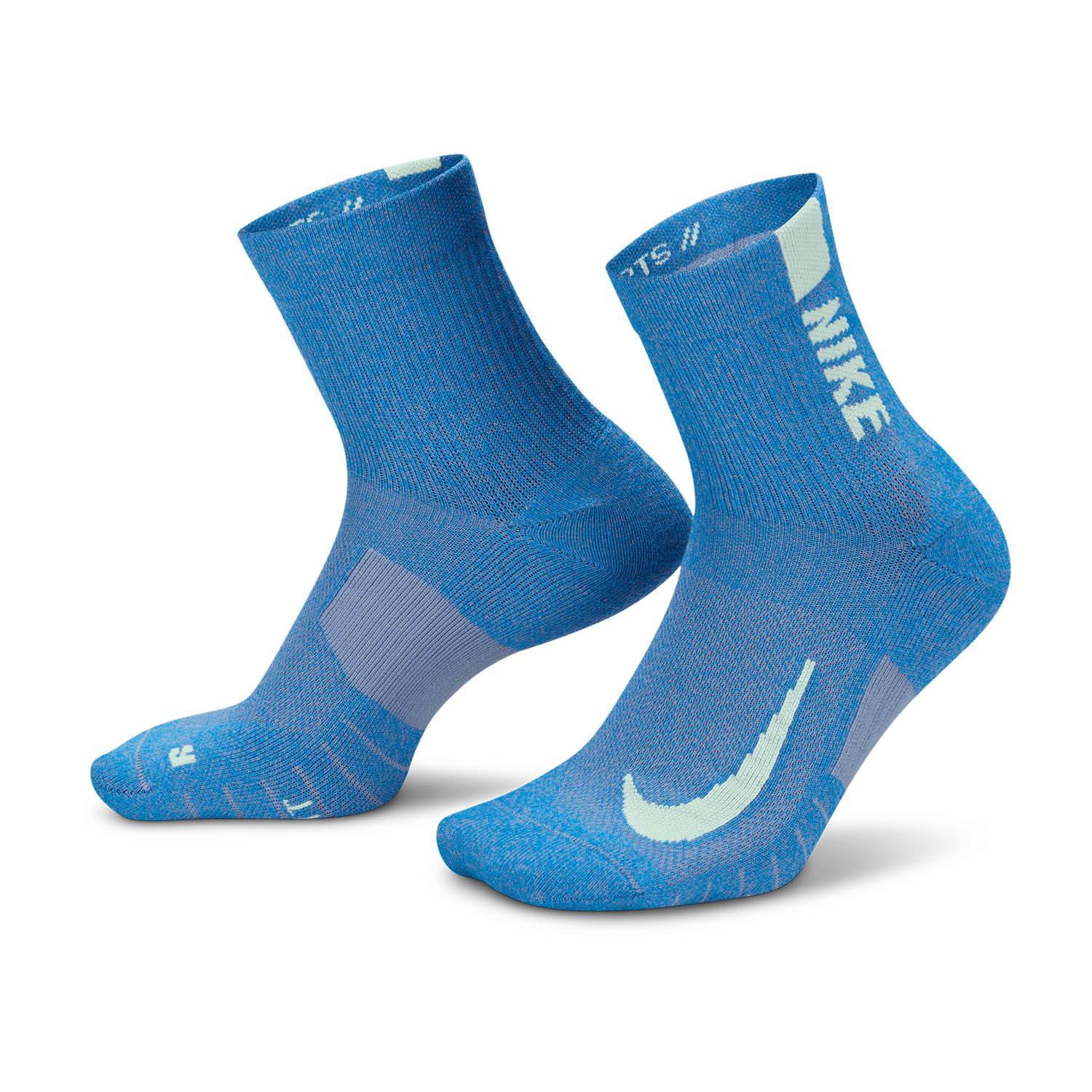 Nike Multiplier x 2 Socks - Light Blue/Fluo Green