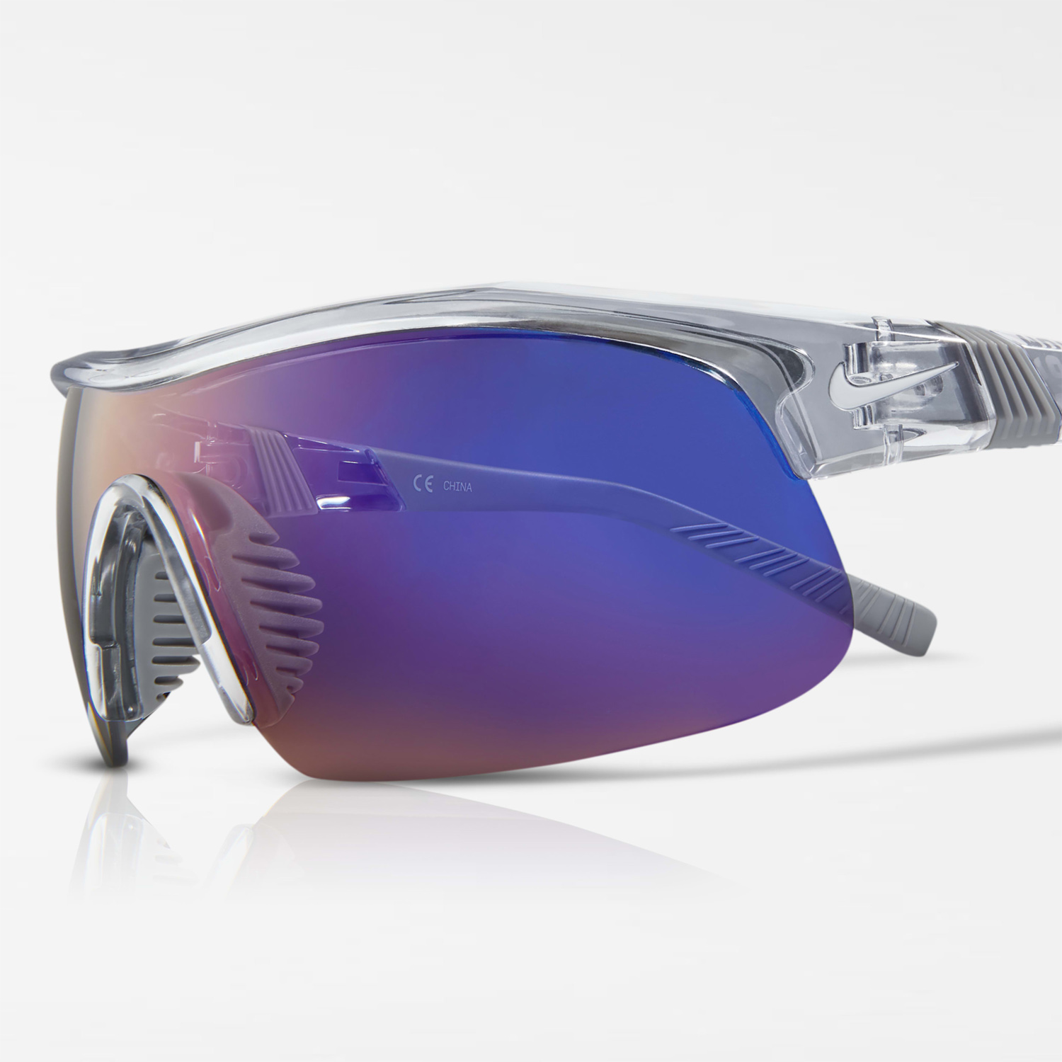 Nike Show X1 Gafas de sol - Shiny Wolf Grey/Blue Mirror