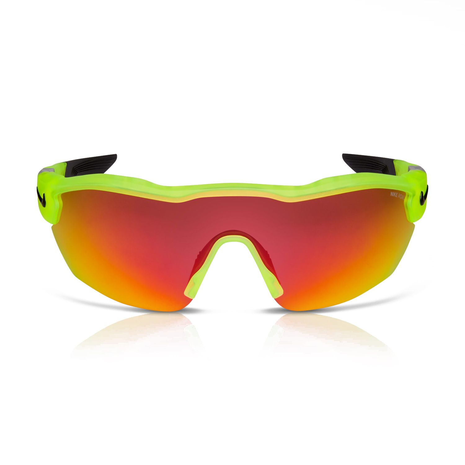 Nike Show X3 Elite L Road Sunglasses - Matte Volt/Road/Red Mirror