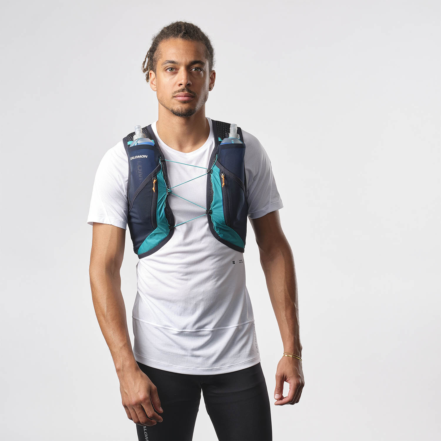 Salomon Active Skin 12 Set Backpack - Tahitian Tide/Carbon/Peacock Blue