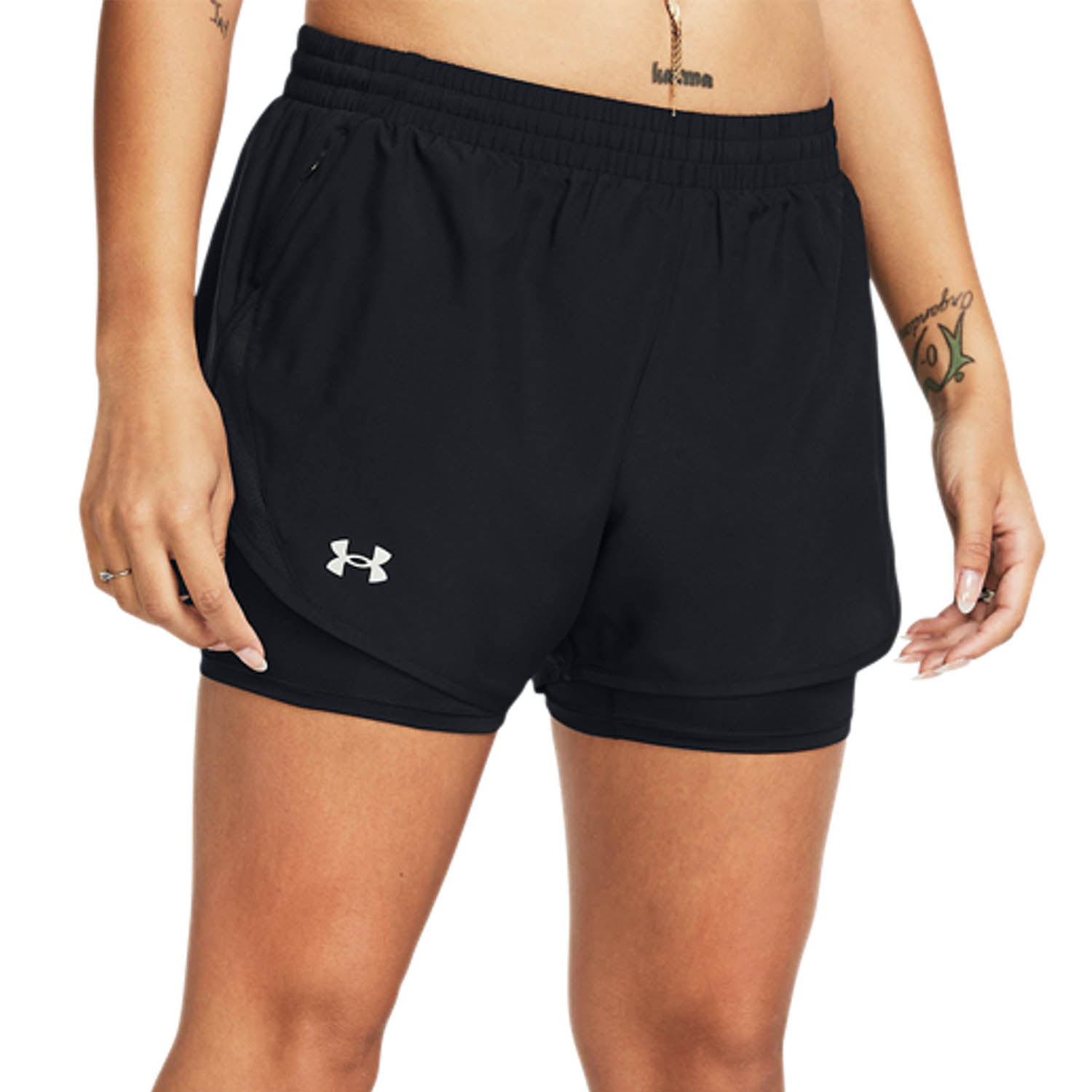 Under Armour Fly By 2 in 1 4in Shorts - Black/Reflective