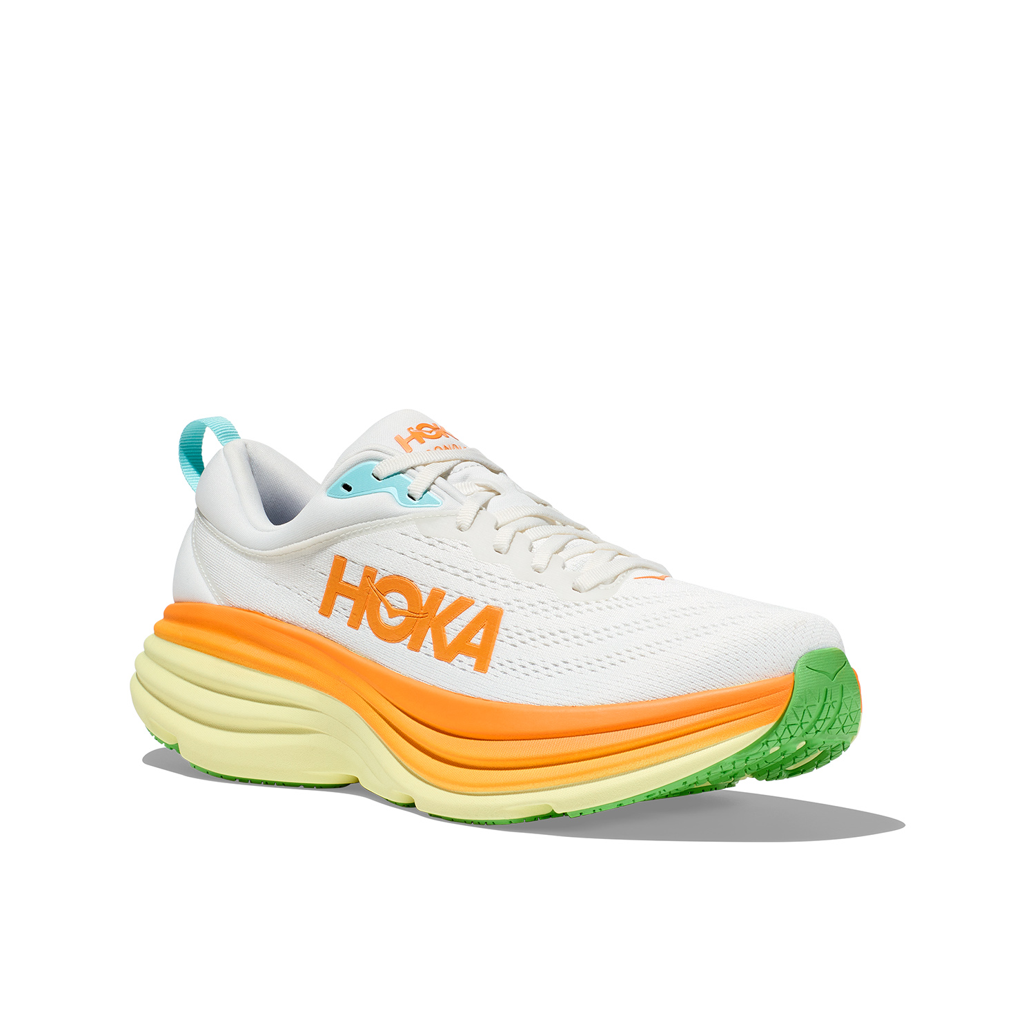 Hoka Bondi 8 Men's Running Shoes - Blanc De Blanc/Solar Flare