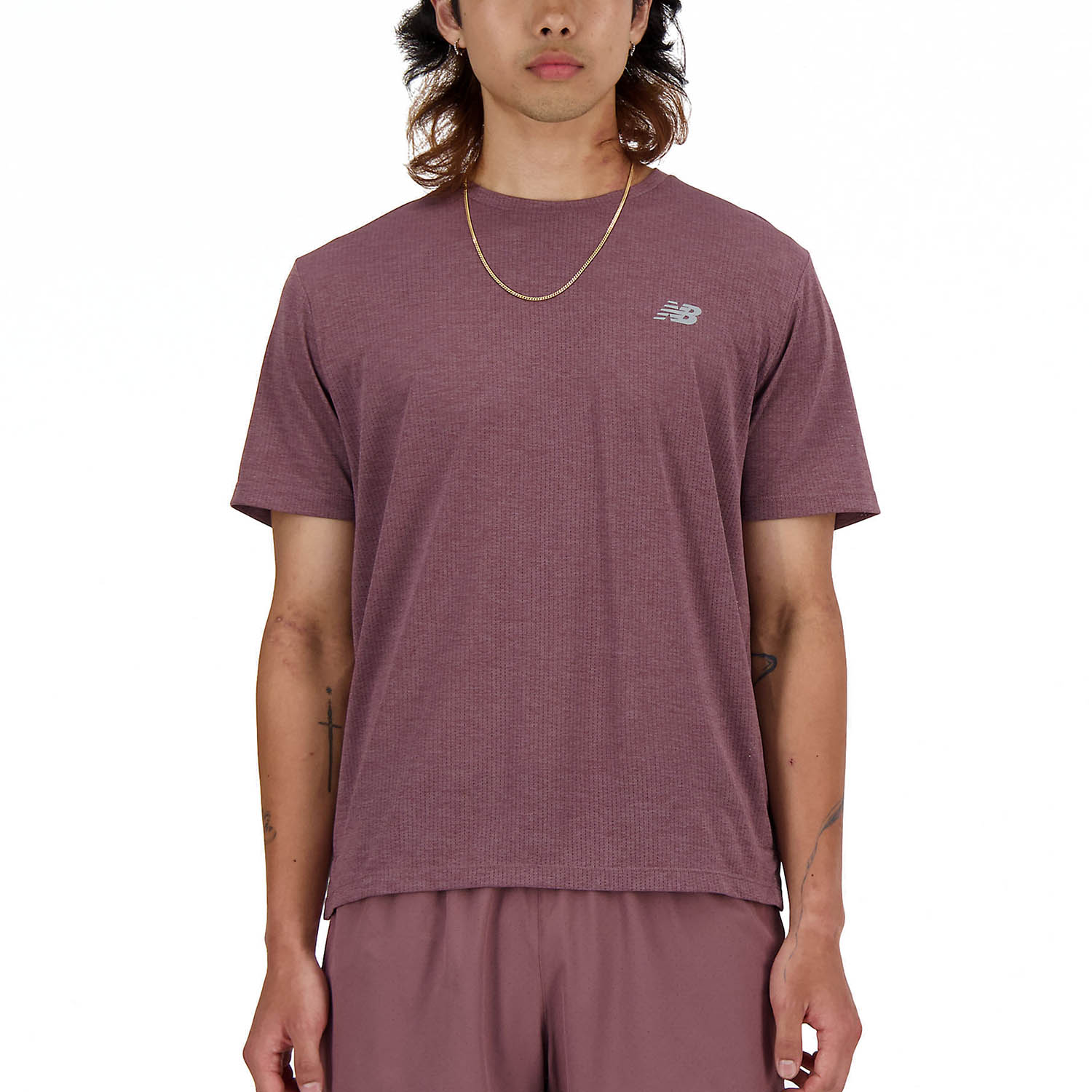 New Balance Athletics Run T-Shirt - Licorice Heather