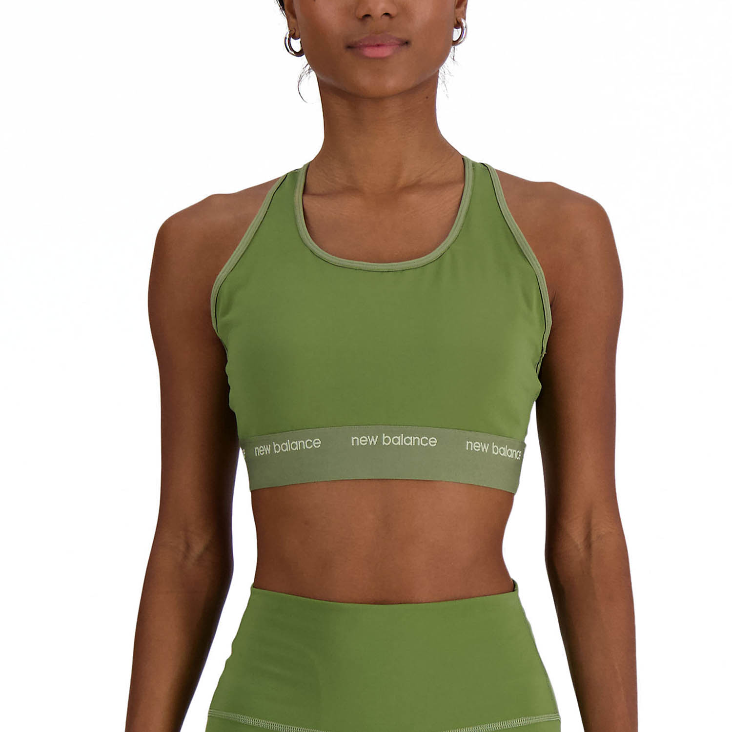 New Balance Sleek Pace Women's Sports Bra - Dark Olivine