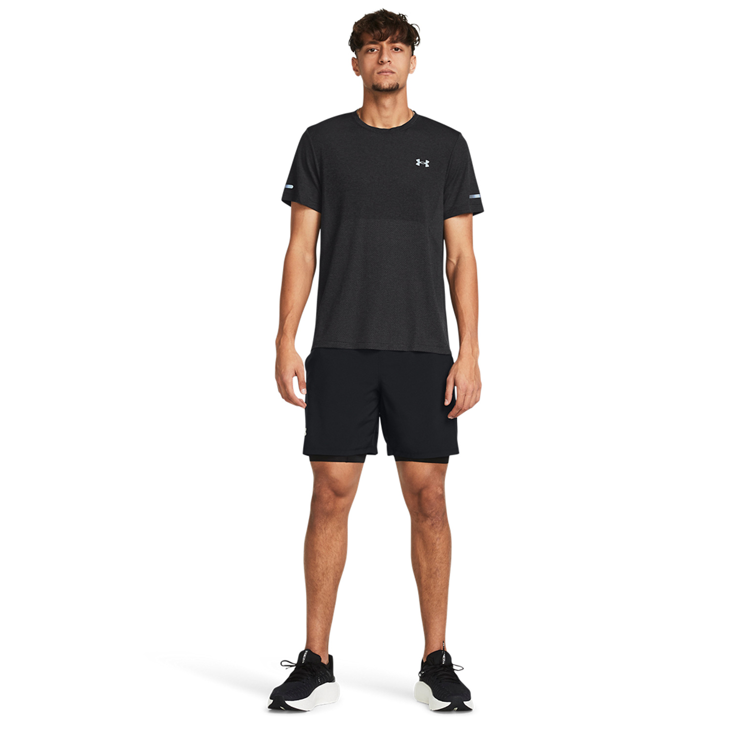 Under Armour Launch 7in 2 in 1 Pantaloncini - Black/Reflective