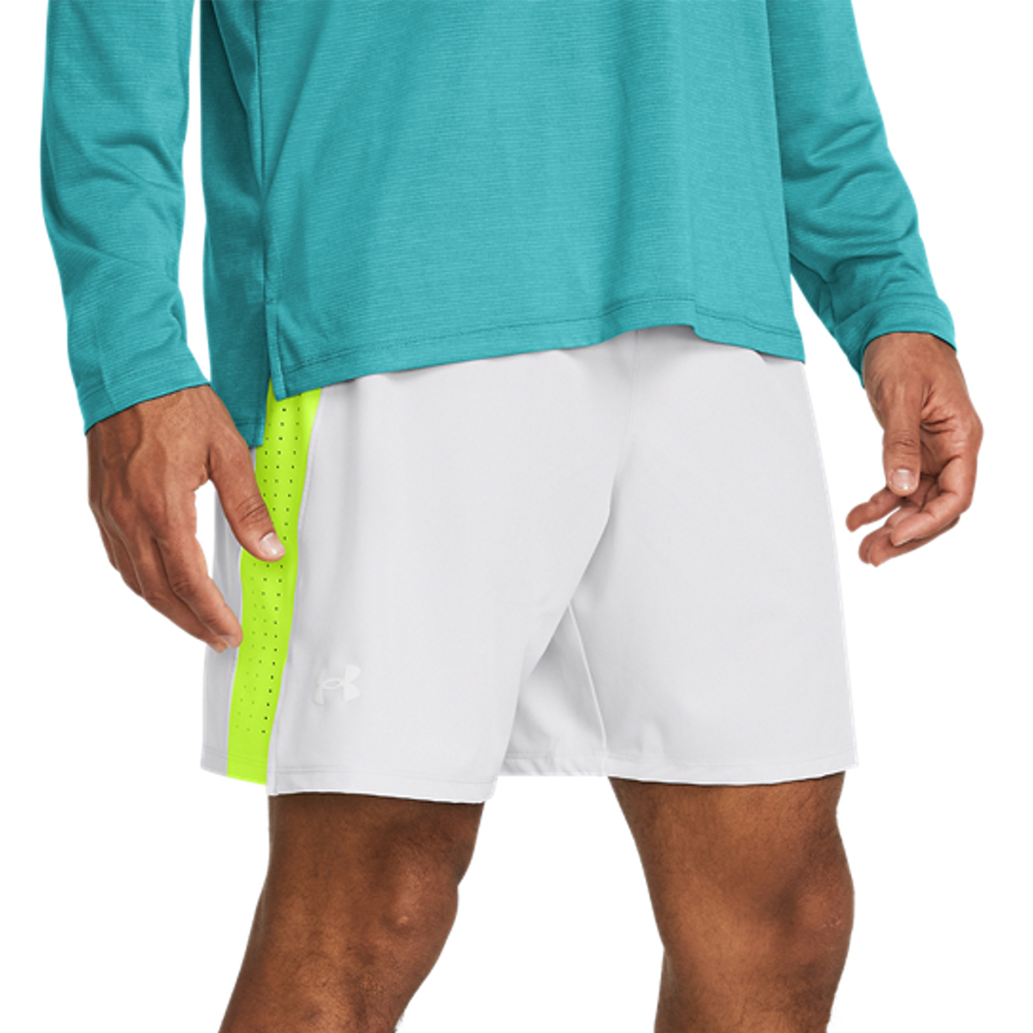 Under Armour Launch Elite 7in Shorts - Halo Grey/High Vis Yellow/Reflective