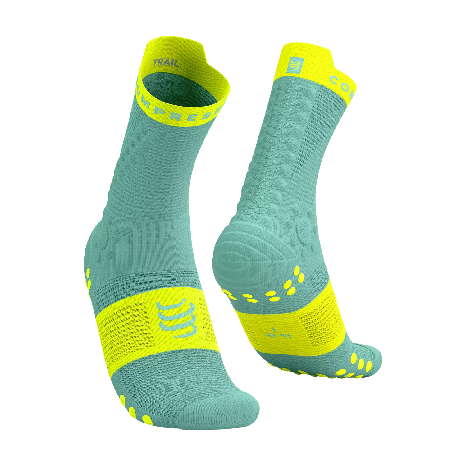 Compressport Pro Racing V4.0 Trail Calcetines - Shell Blue/Safe Yellow