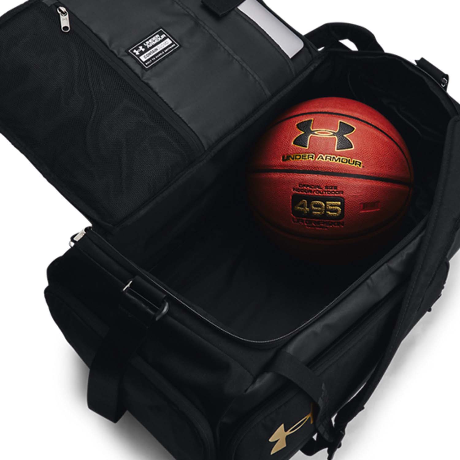 Under Armour Contain Duo Medium Duffle - Black/Metallic Gold