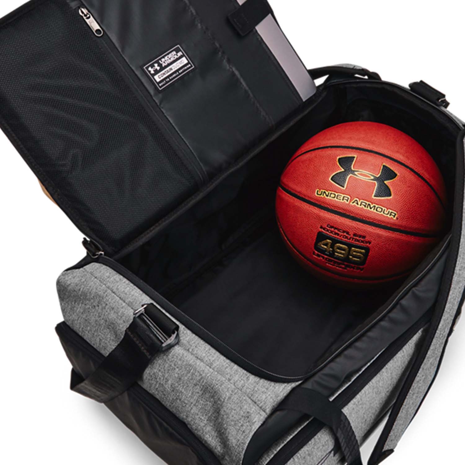 Under Armour Contain Duo Medium Duffle - Castlerock Medium Heather/Black/White