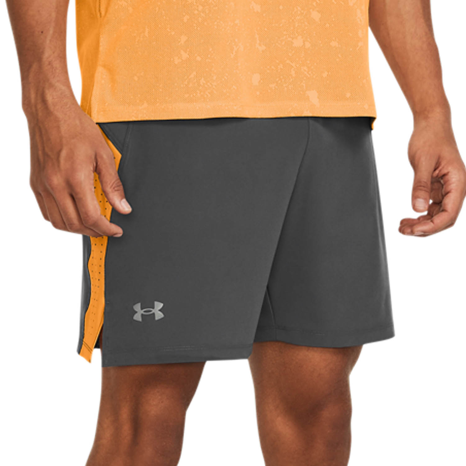 Under Armour Launch Elite 7in Pantaloncini - Castlerock/Nova Orange/Reflective