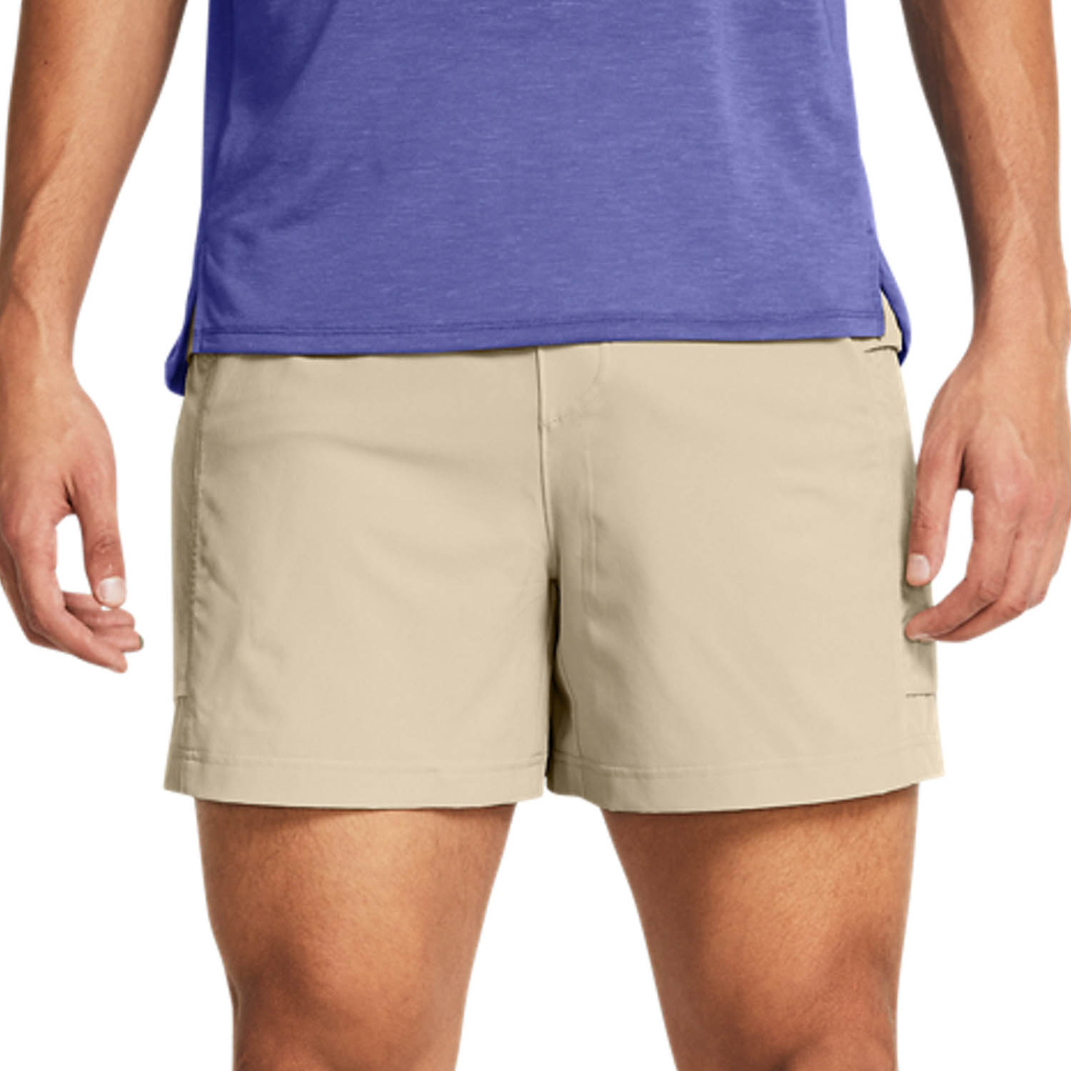 Under Armour Launch Logo 5in Shorts - Khaki Base/Silt/Reflective