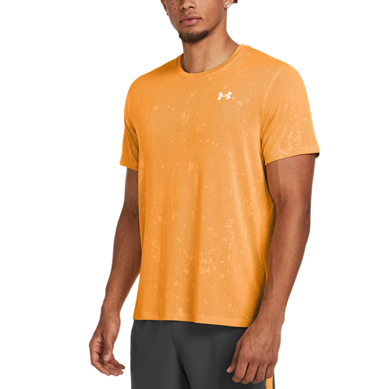 Under Armour Streaker Splatter T Shirt Nova Orange Atomic Reflective