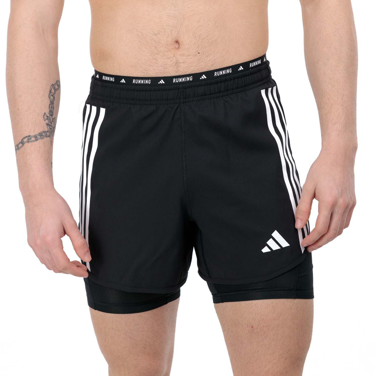 adidas Own The Run 3S 2 in 1 5in Shorts - Black