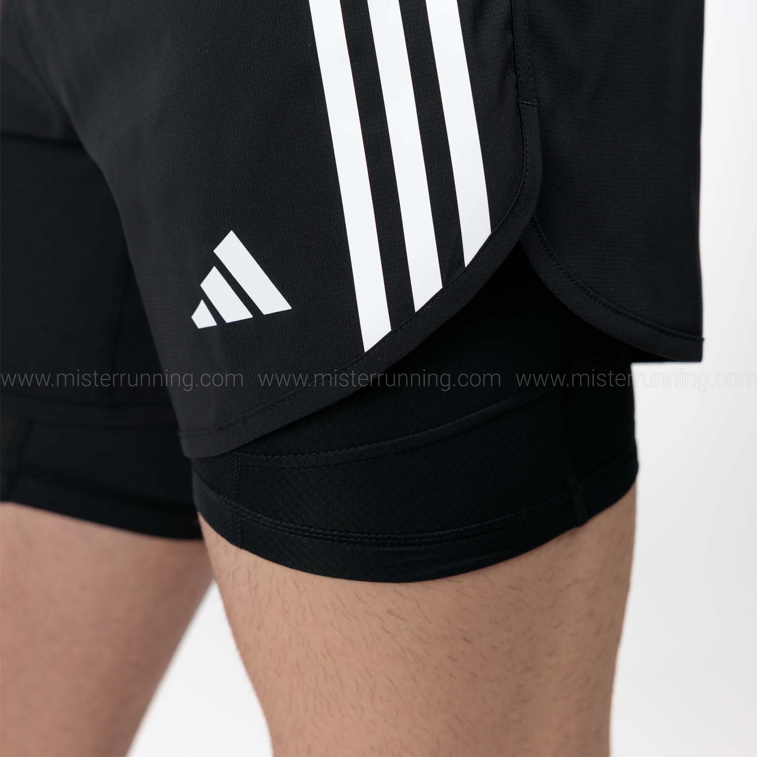 adidas Own The Run 3S 2 in 1 5in Shorts - Black