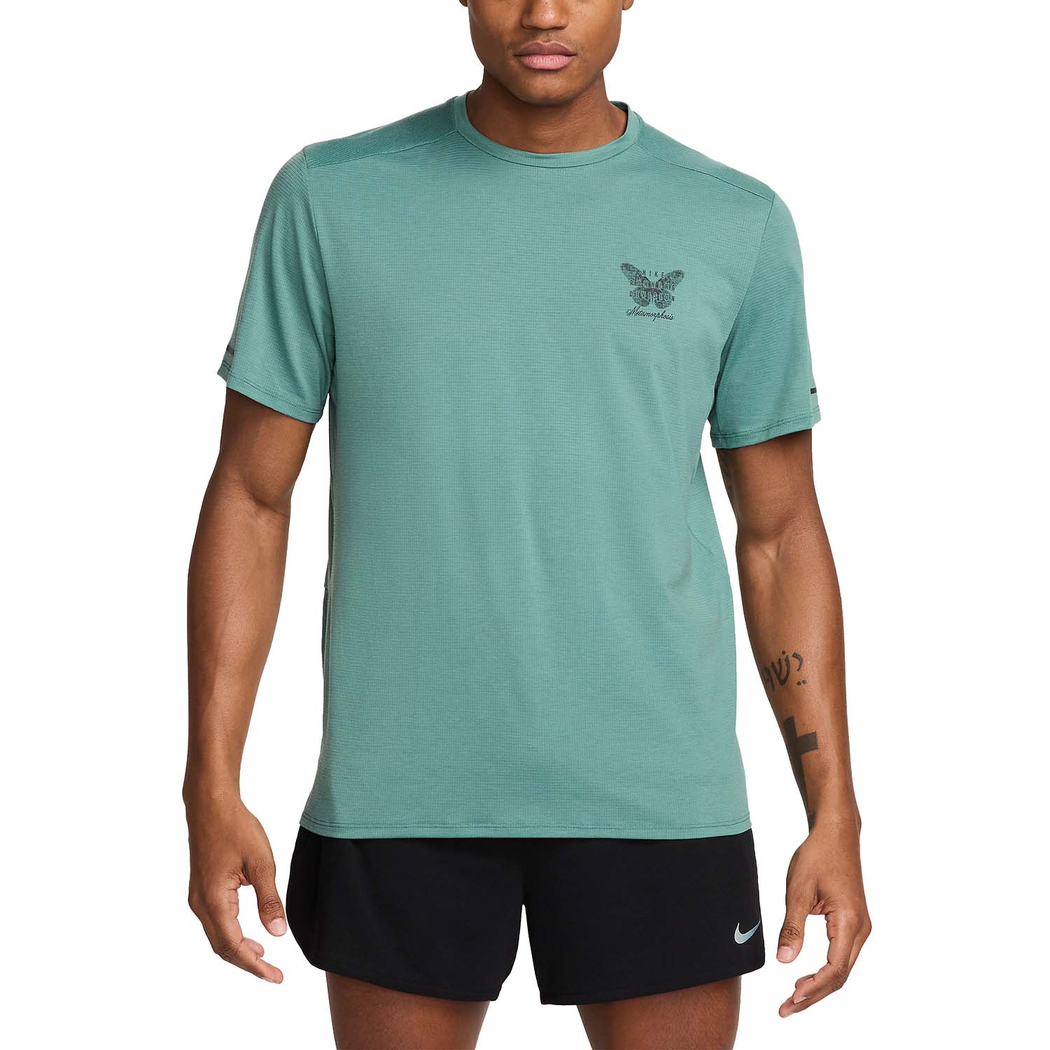 Nike Dri-FIT Rise Logo Camiseta - Bicoastal/Barely Green/Black