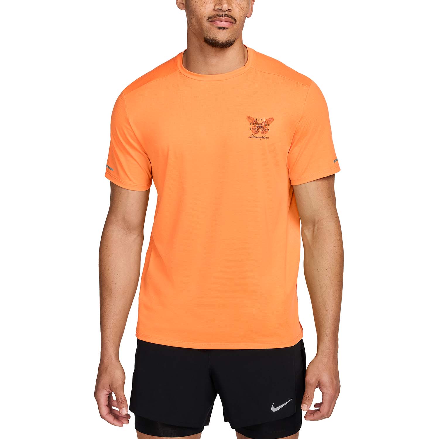 Nike Dri-FIT Rise Logo Camiseta - Bright Mandarin/Barely Grape/Black