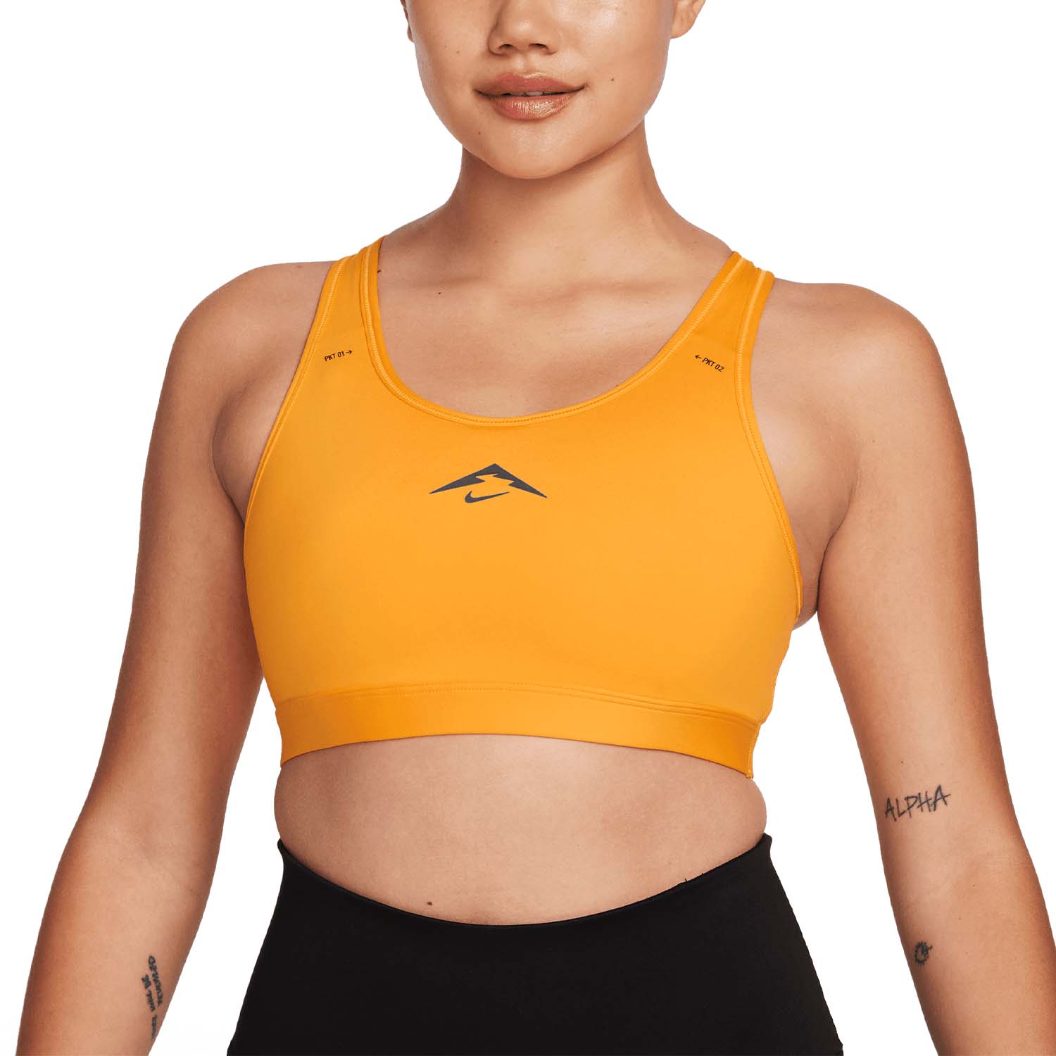 Nike Swoosh Trail Sports Bra - Sundial/Light Orewood Brown/Baroque Brown