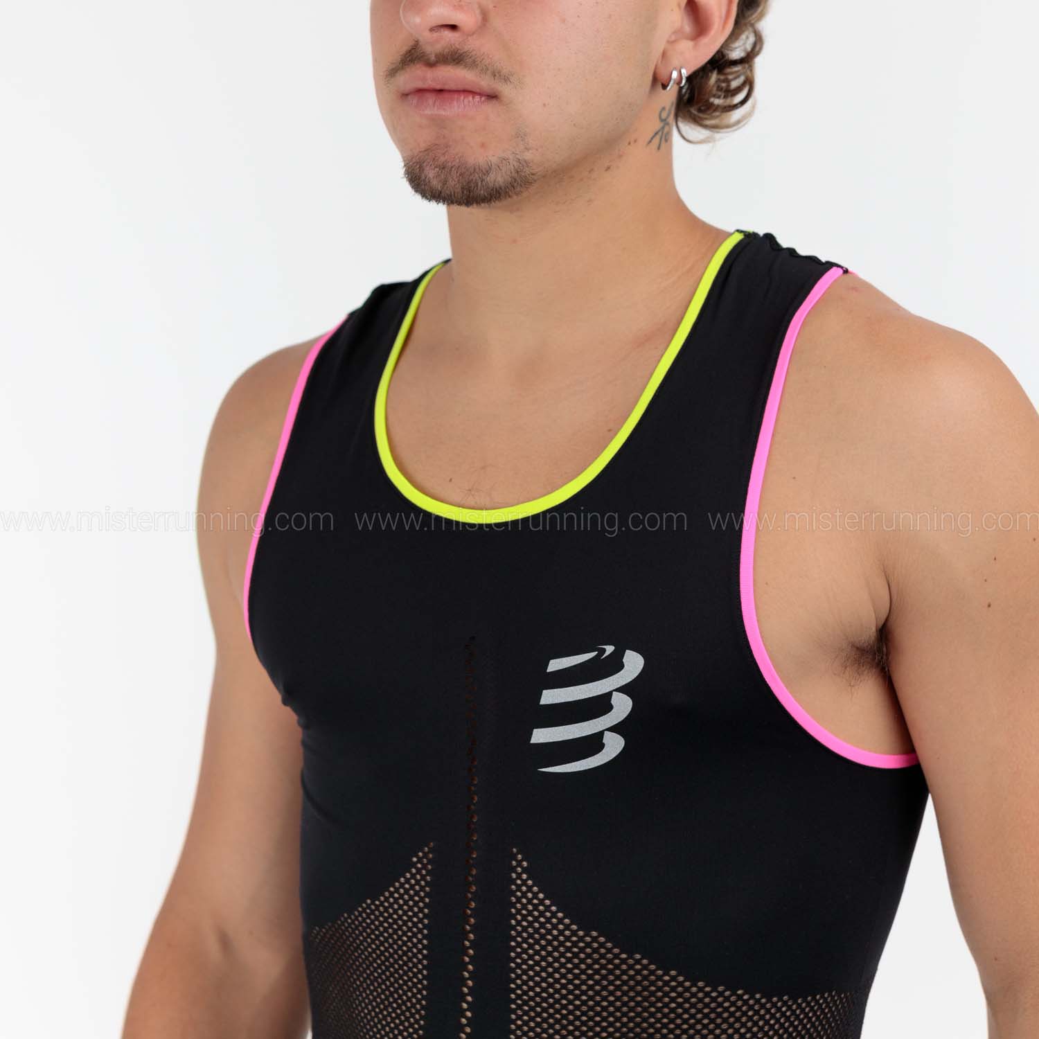 Compressport Pro Racing Tank - Black/Safe Yellow/Neo Pink