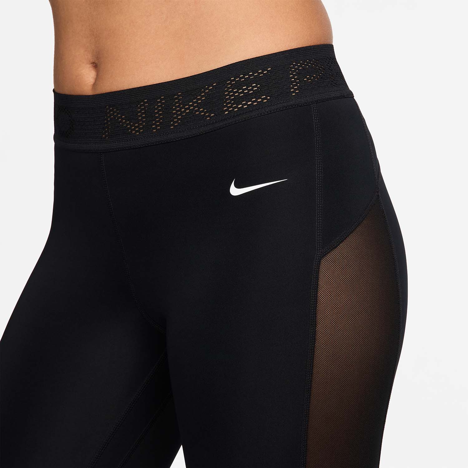 Nike Pro Mid Rise 7 8 Women s Training Tights Black White