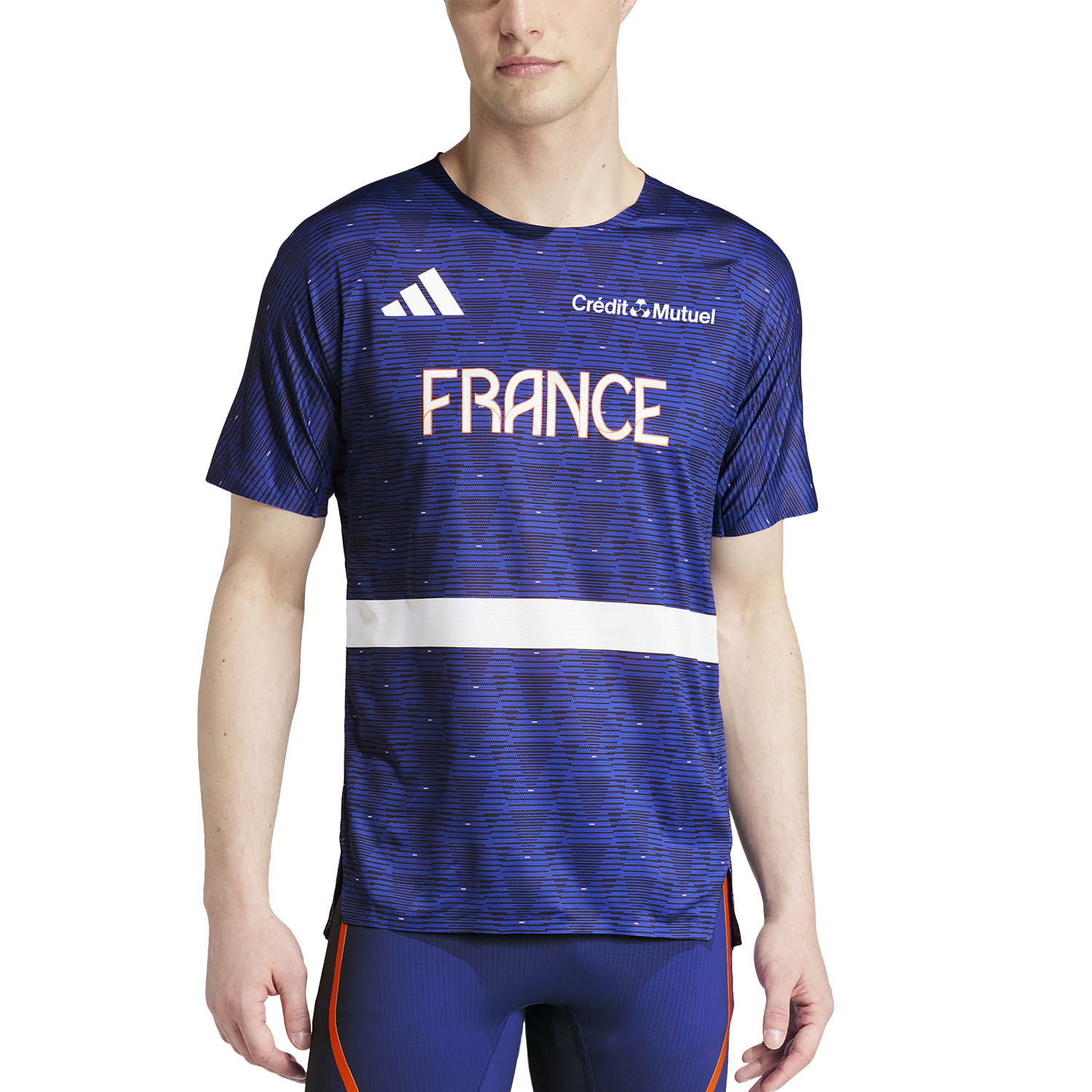 adidas Athletisme Team France Maglietta da Running Uomo Blue