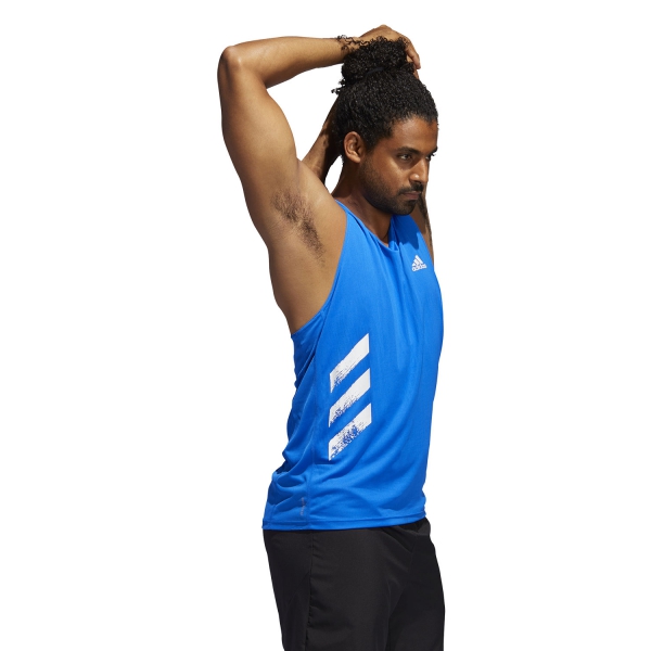 Adidas Own The Run 3 Stripes Tank - Glory Blue