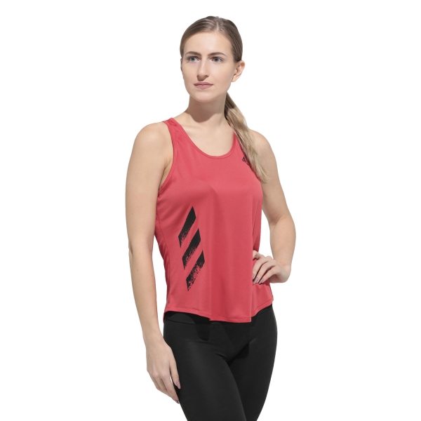 Adidas Run It 3 Stripes Tank - Glory Red